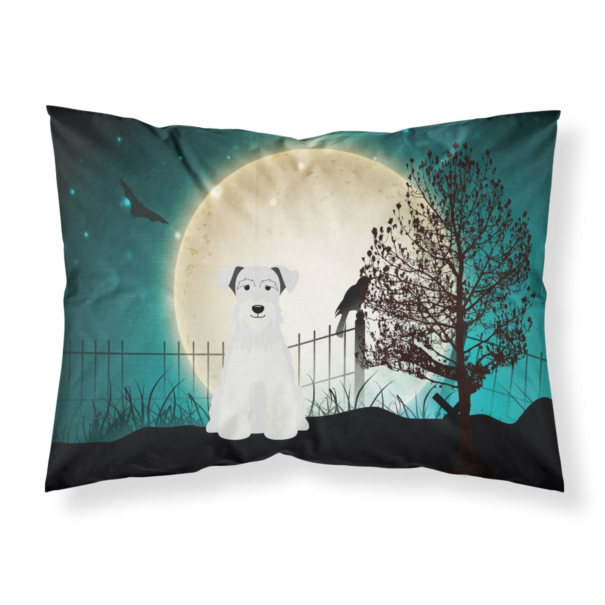 Caroline'S Treasures Halloween Scary Miniature Schanuzer White Fabric Standard Pillowcase Bb2243Pillowcase, Multicolor