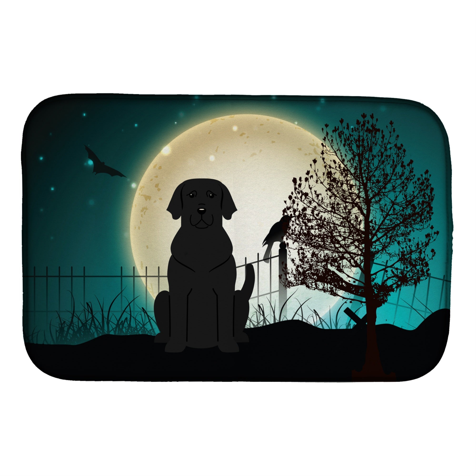 Caroline'S Treasures Halloween Scary Black Labrador Dish Drying Mat, 14 X 21