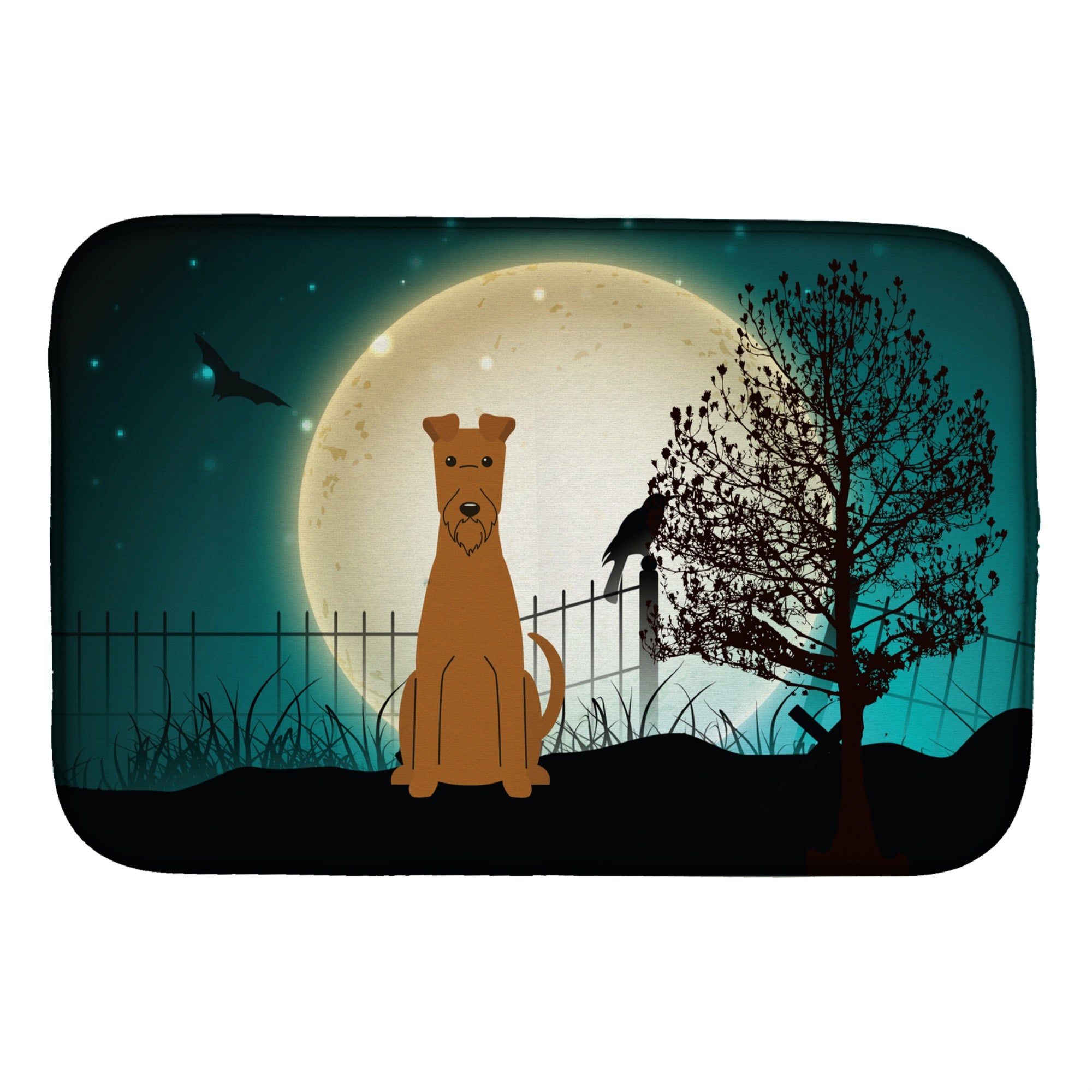 Caroline'S Treasures Halloween Scary Irish Terrier Dish Drying Mat, 14 X 21