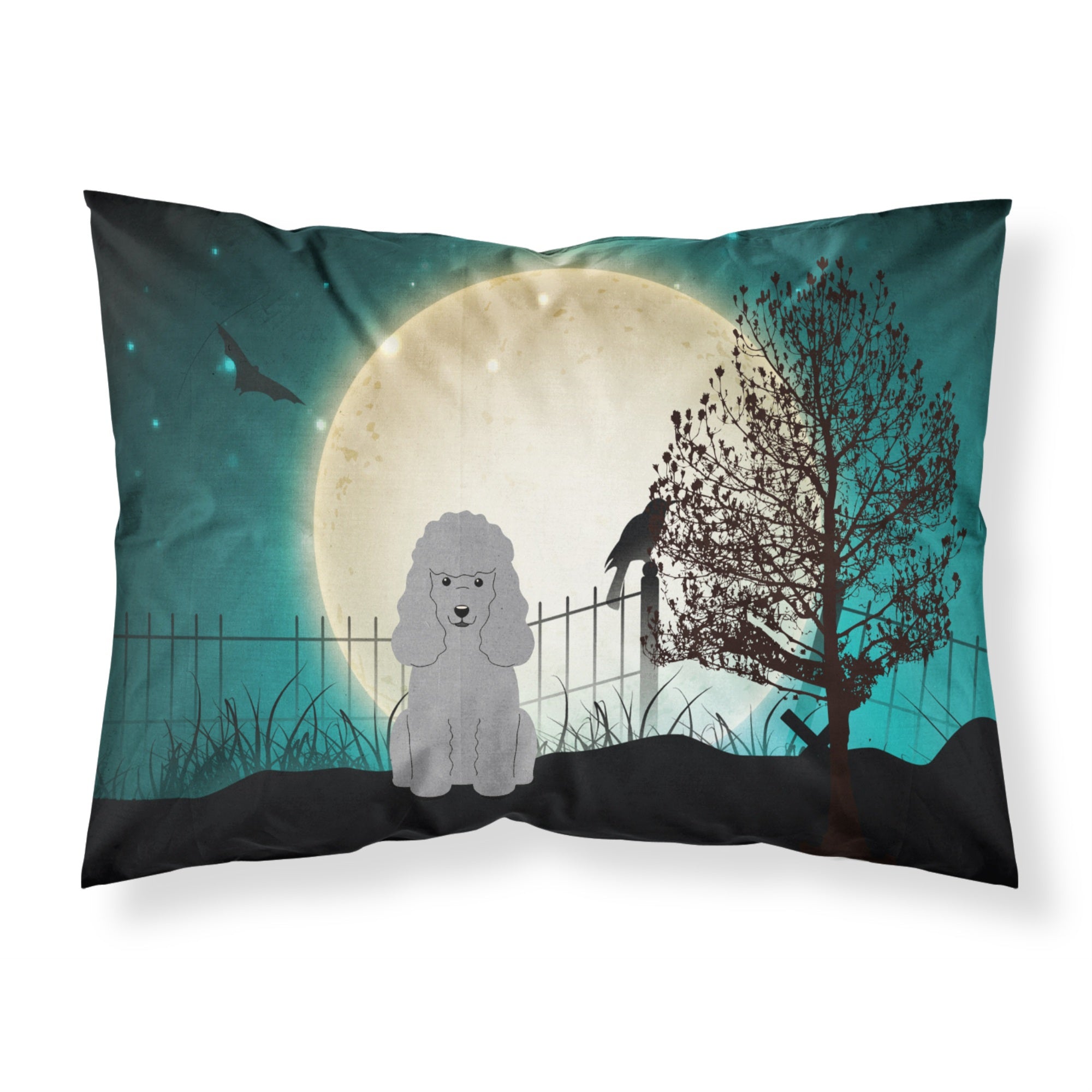 Caroline'S Treasures Halloween Scary Poodle Silver Fabric Standard Pillowcase Bb2258Pillowcase