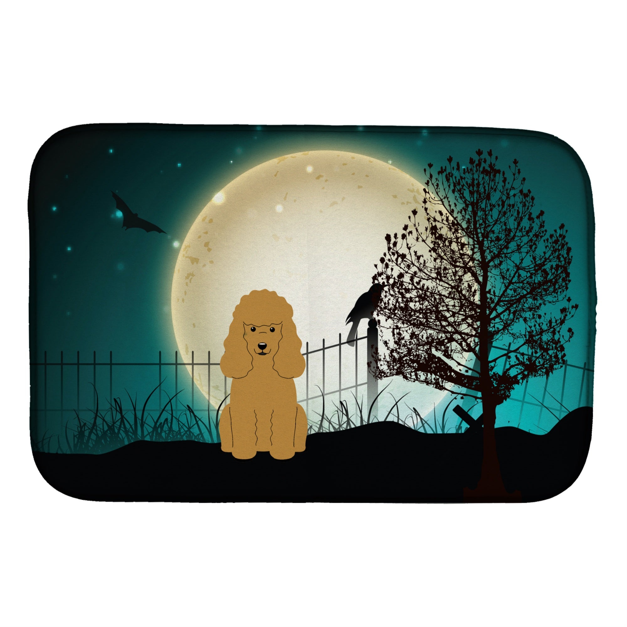 Caroline'S Treasures Halloween Scary Poodle Tan Dish Drying Mat, 14 X 21