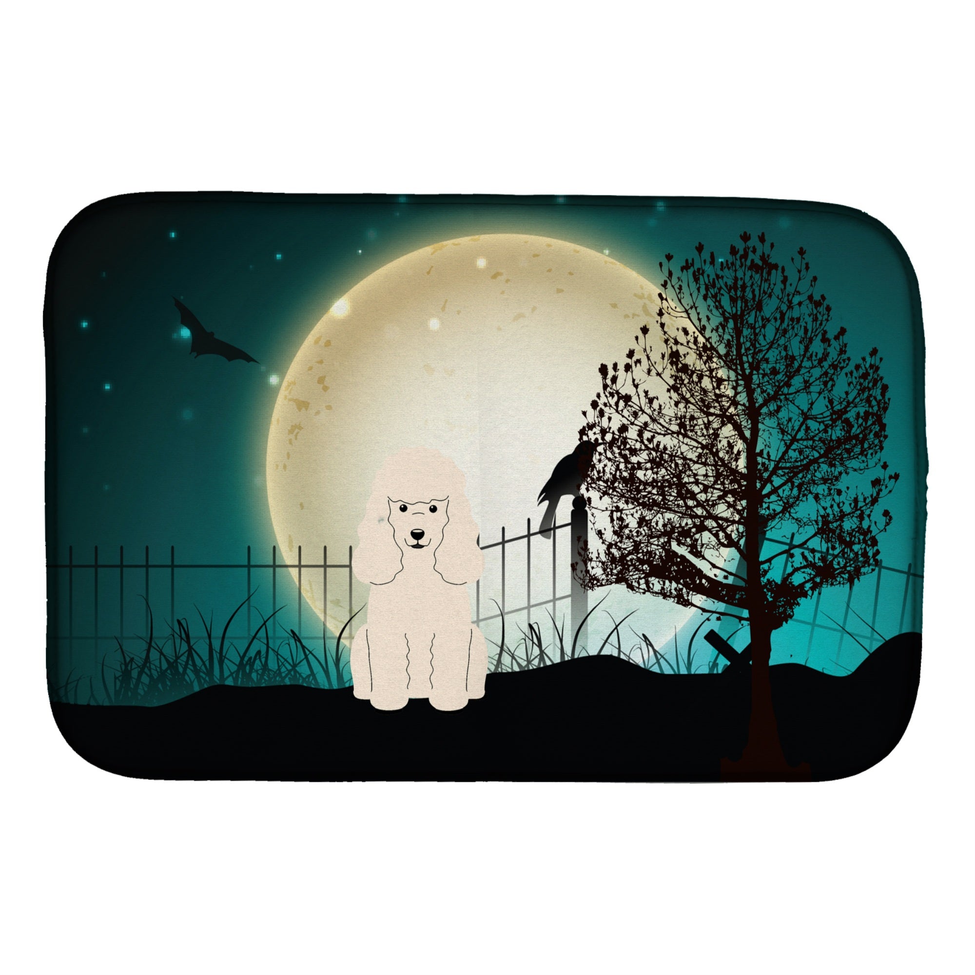 Caroline'S Treasures Halloween Scary Poodle White Dish Drying Mat, 14 X 21