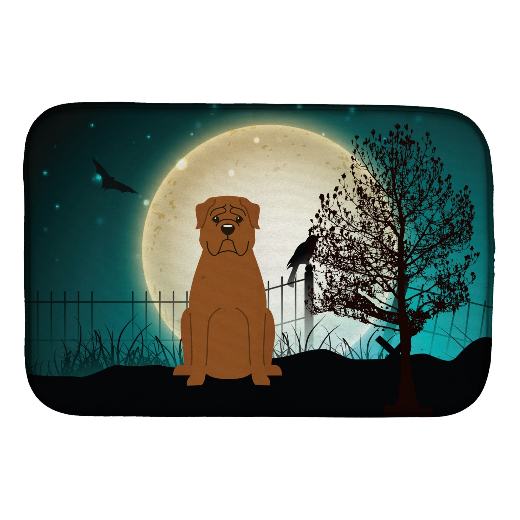 Caroline'S Treasures Halloween Scary Dogue De Bordeaux Dish Drying Mat, 14 X 21
