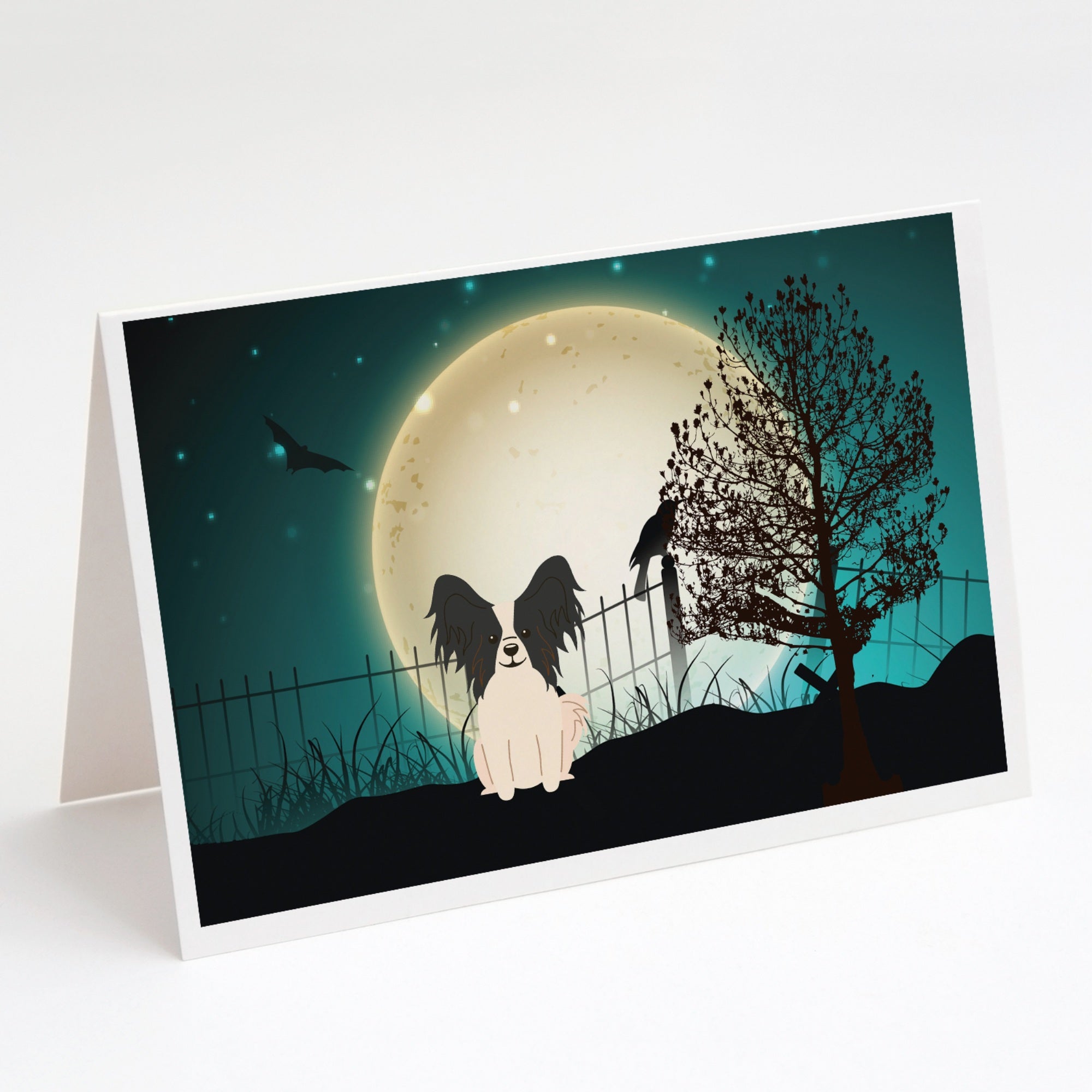 Halloween Scary Papillon Black White Greeting Cards And Envelopes Pack Of 8