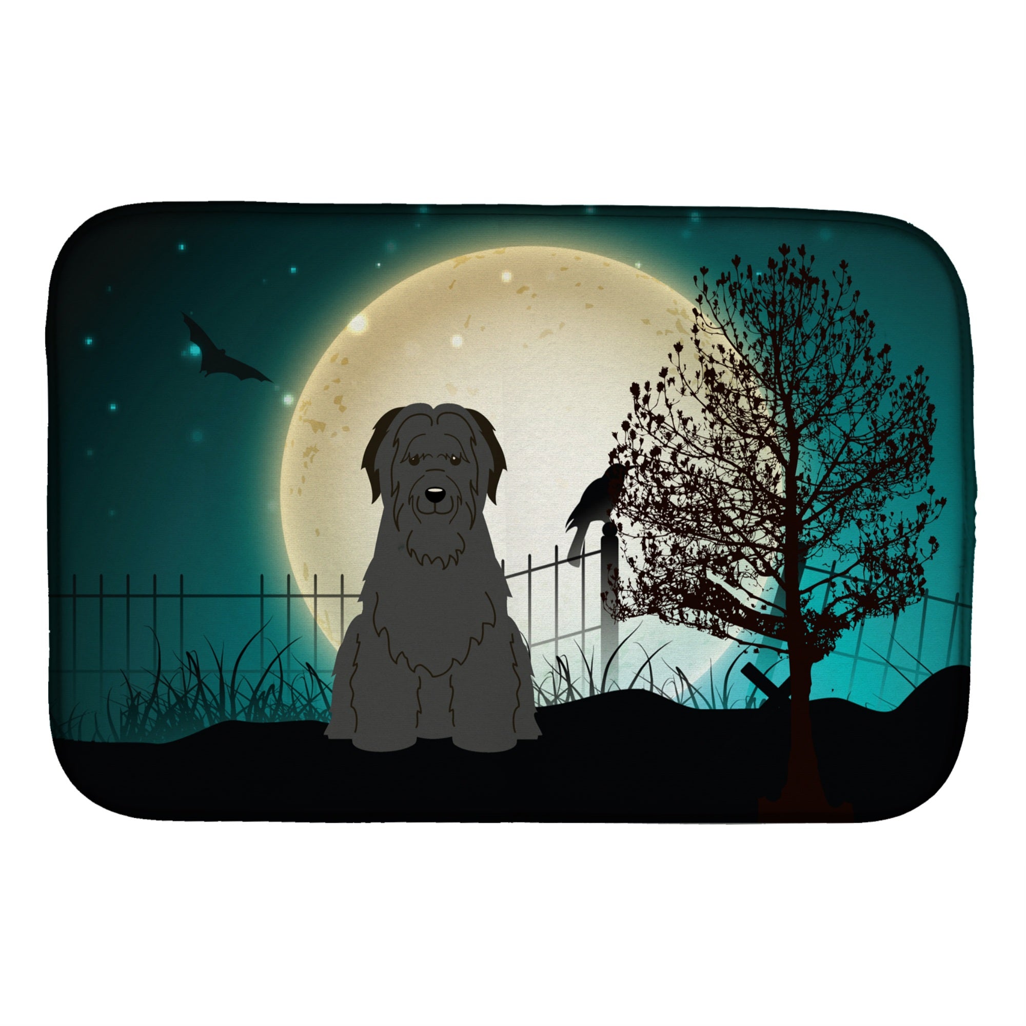 Caroline'S Treasures Halloween Scary Briard Black Dish Drying Mat, 14 X 21
