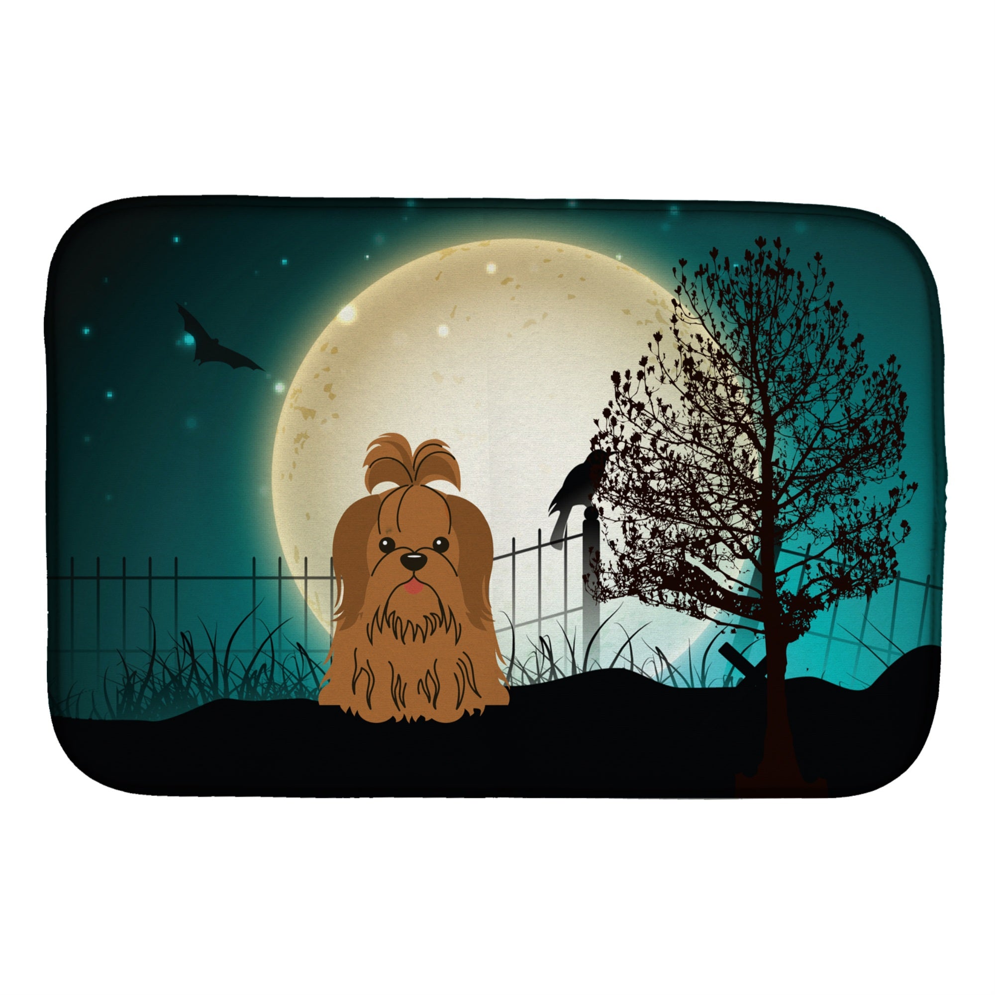 Caroline'S Treasures Halloween Scary Shih Tzu Chocolate Dish Drying Mat, 14 X 21