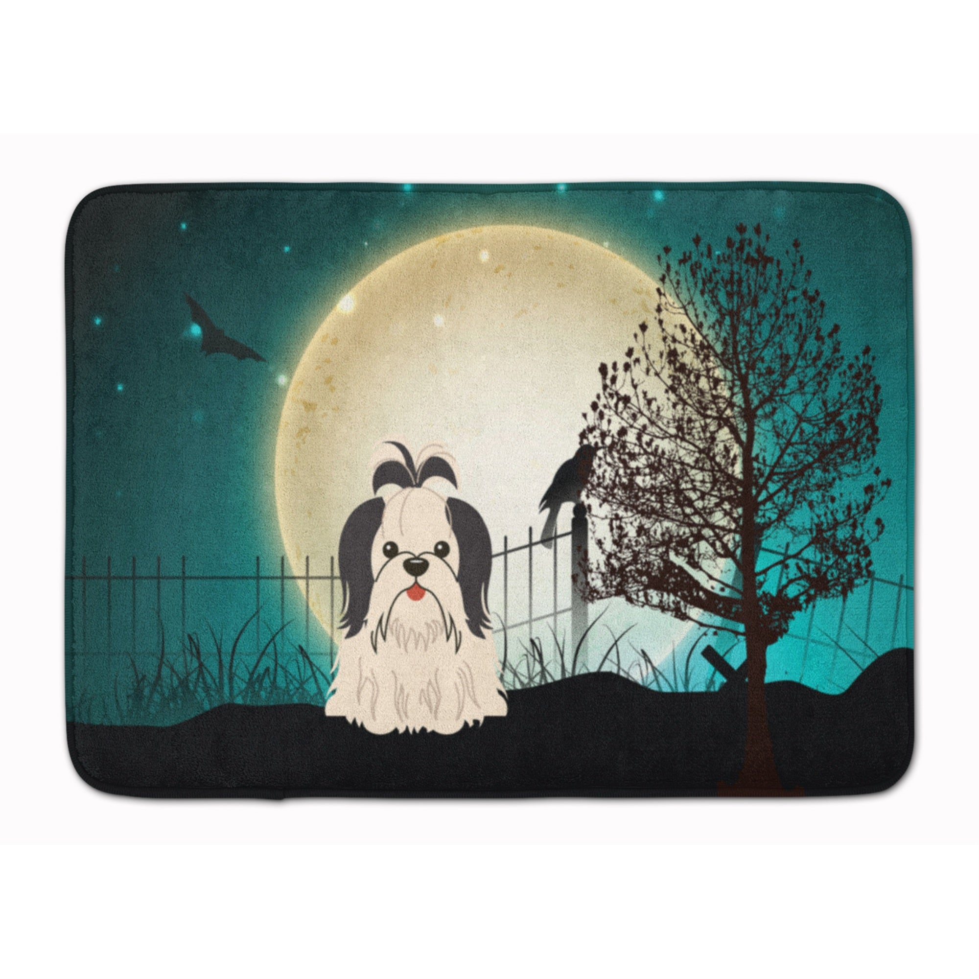 Caroline'S Treasures Halloween Scary Shih Tzu Black White Floor Mat, 19 X 27, Multicolor