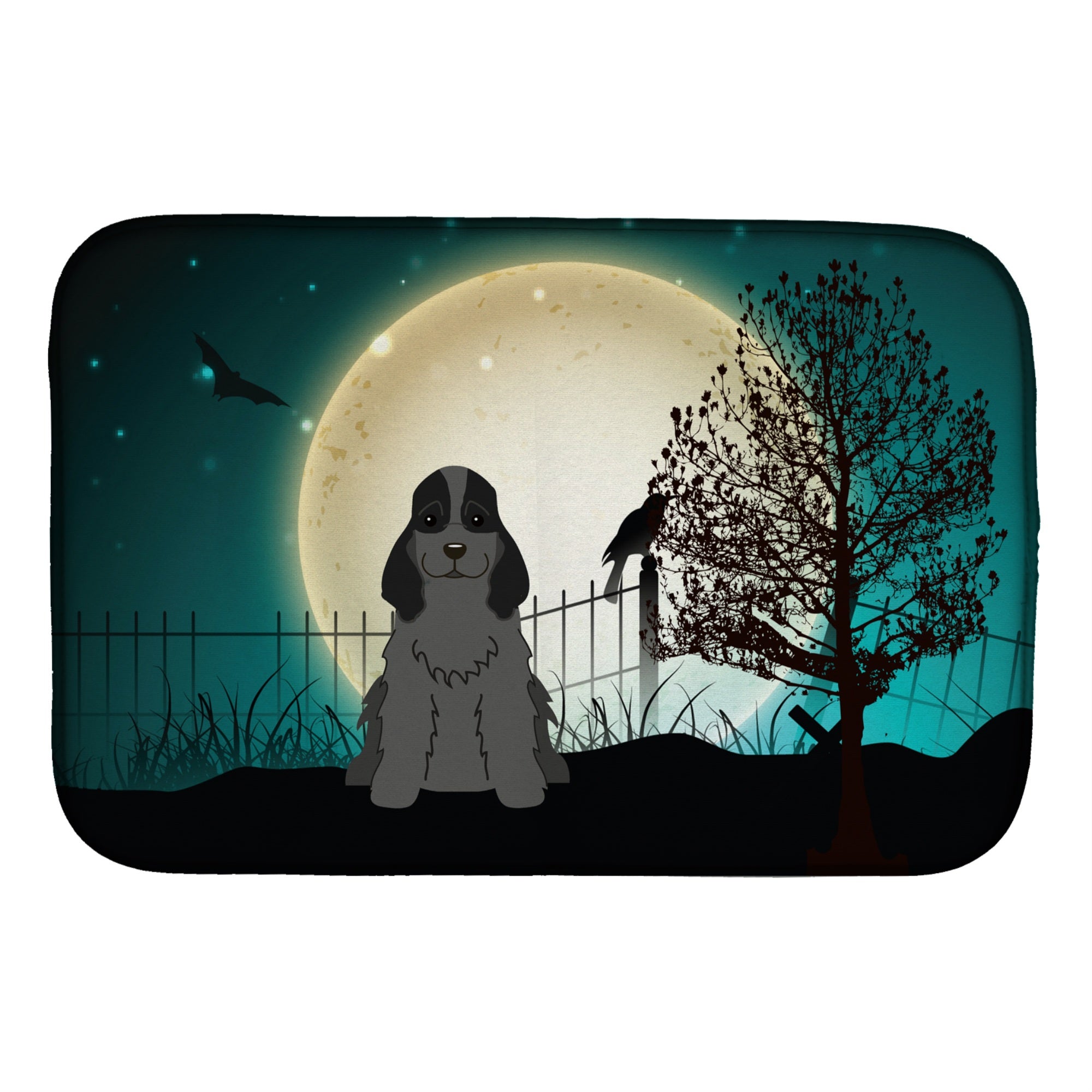 Caroline'S Treasures Halloween Scary Cocker Spaniel Black Dish Drying Mat, 14 X 21