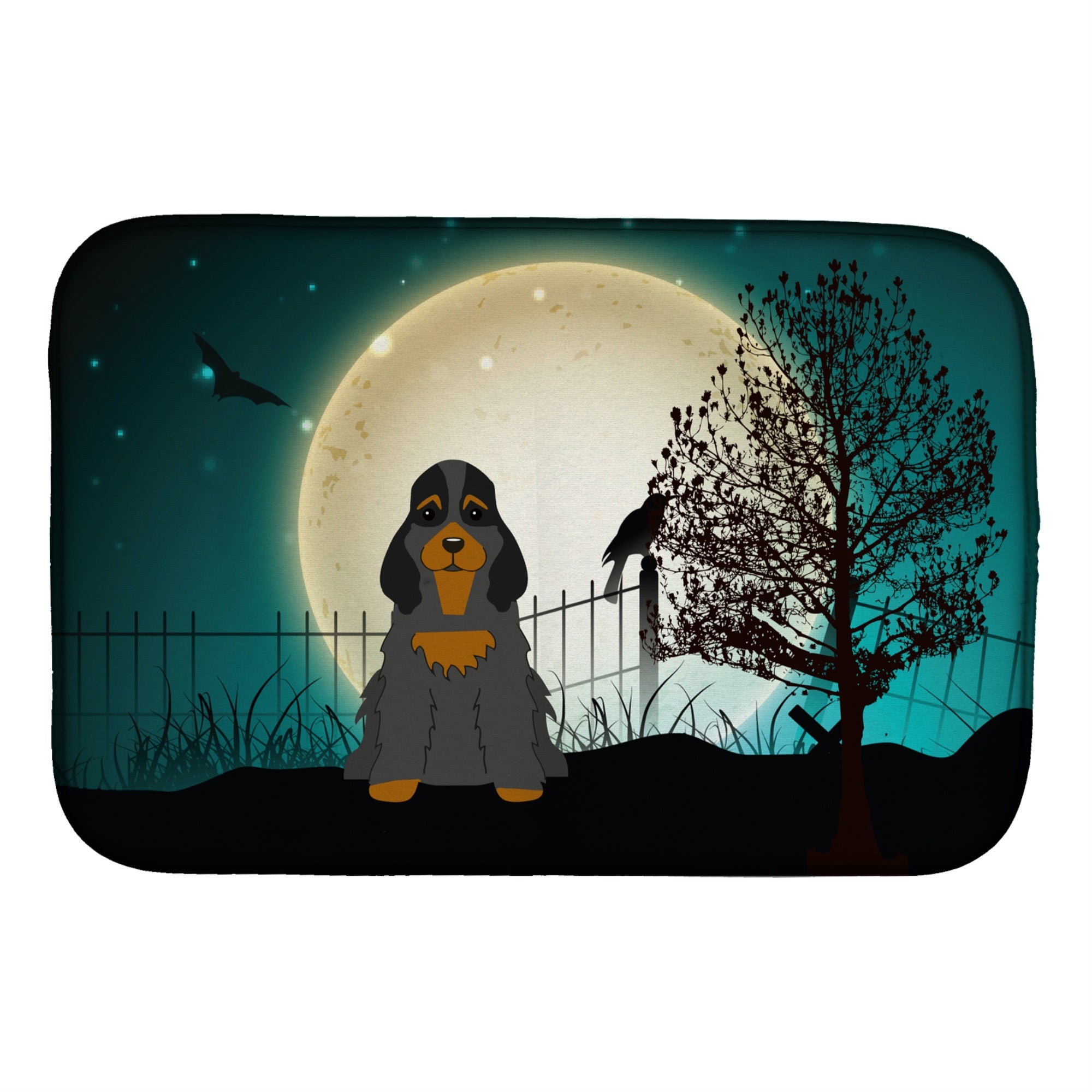 Caroline'S Treasures Halloween Scary Cocker Spaniel Black Tan Dish Drying Mat, 14 X 21