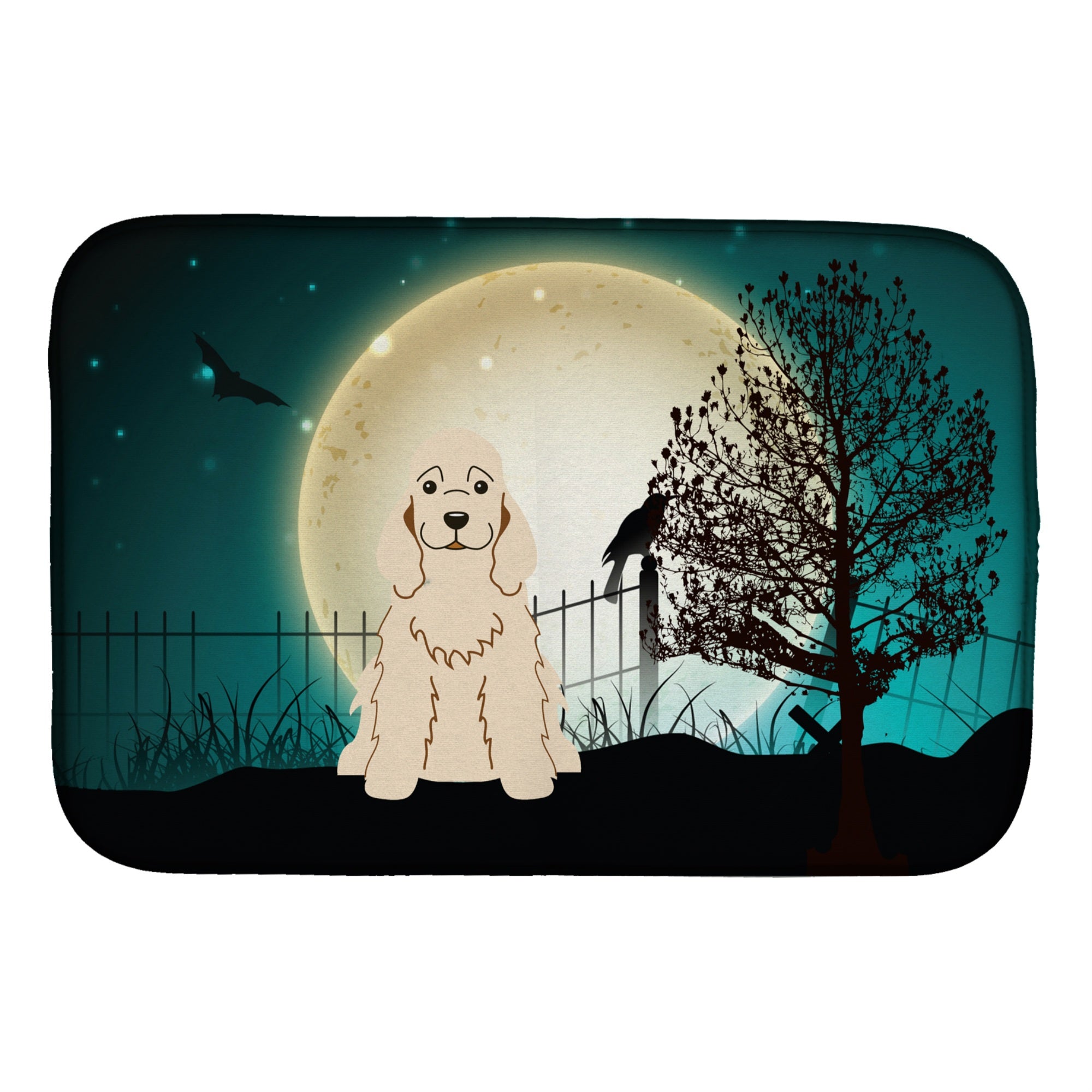 Caroline'S Treasures Halloween Scary Cocker Spaniel Buff Dish Drying Mat, 14 X 21