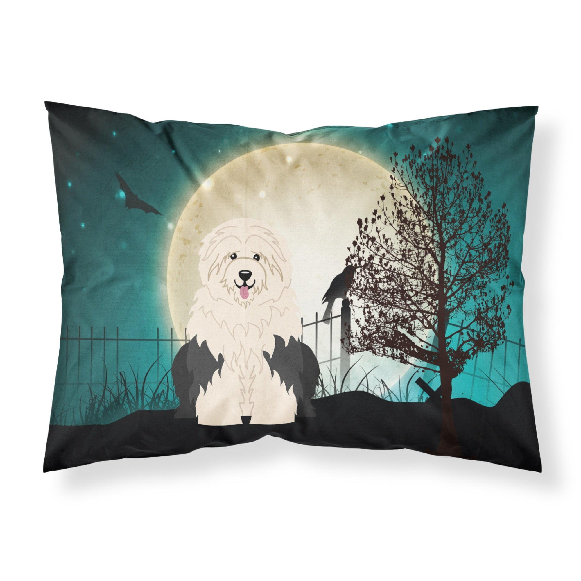 Caroline'S Treasures Halloween Scary Old English Sheepdog Fabric Standard Pillowcase Bb2286Pillowcase, Multicolor