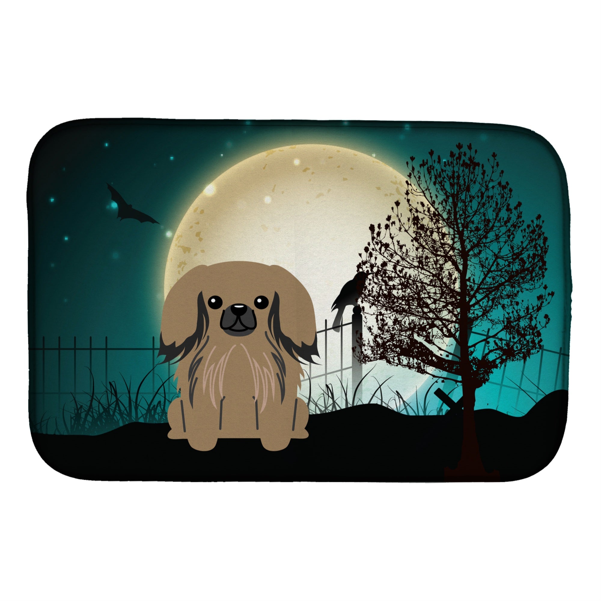 Caroline'S Treasures Halloween Scary Pekingese Tan Dish Drying Mat, 14 X 21