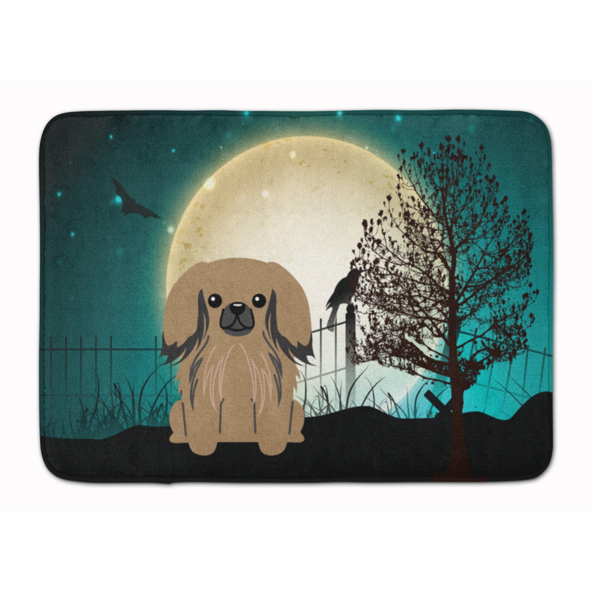 Caroline'S Treasures Halloween Scary Pekingnese Tan Floor Mat, 19 X 27, Multicolor