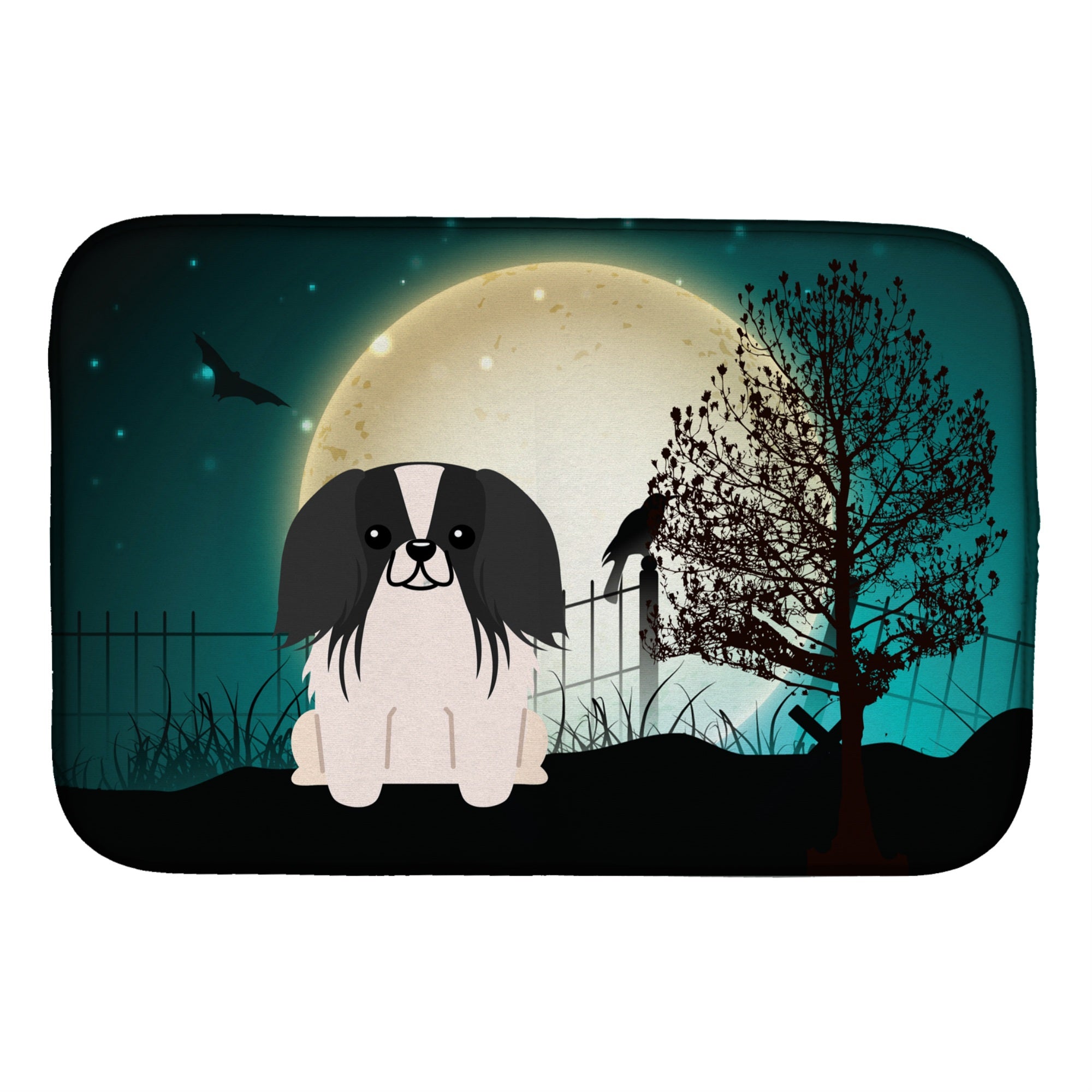 Caroline'S Treasures Halloween Scary Pekingese Black White Dish Drying Mat, 14 X 21