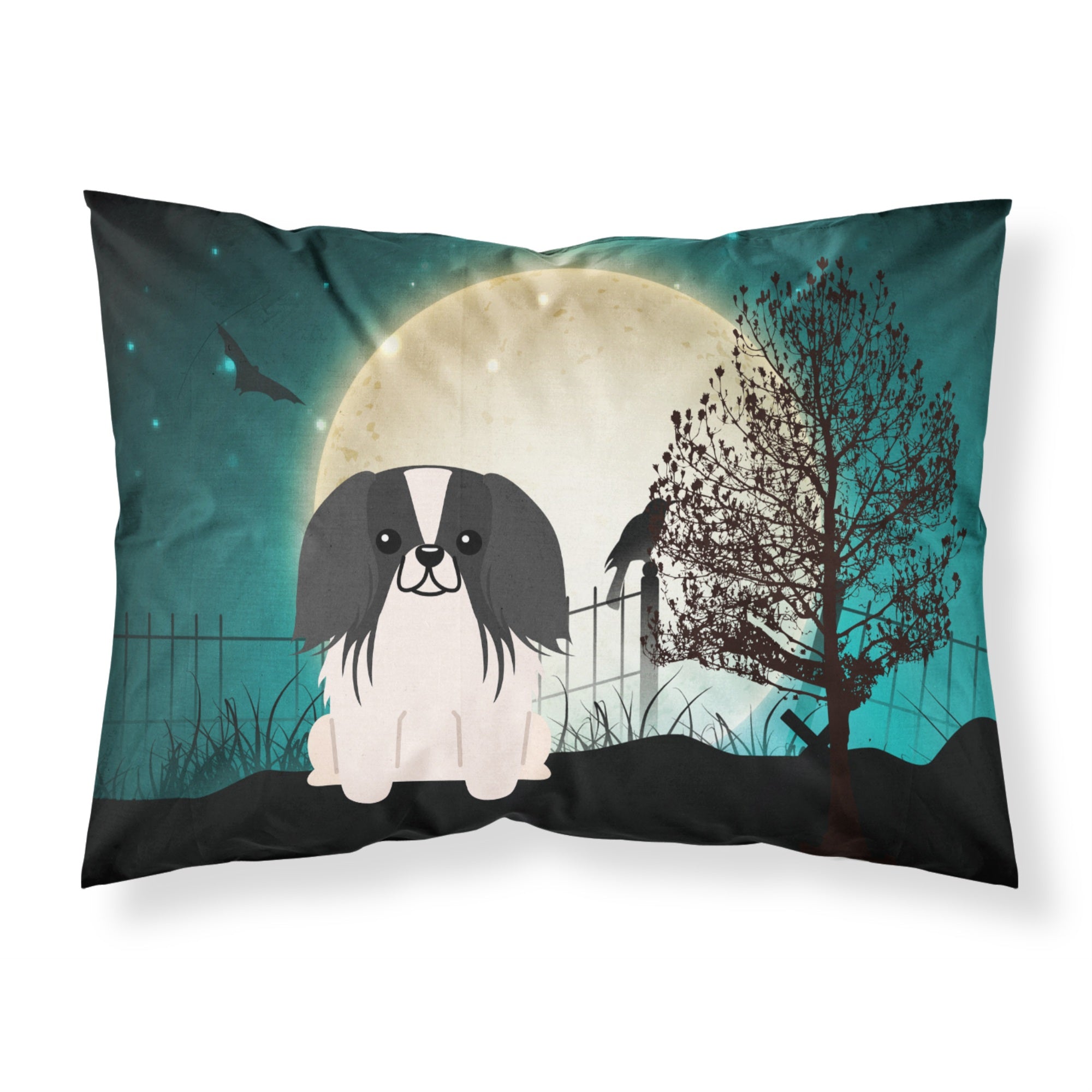 Caroline'S Treasures Halloween Scary Pekingnese Black White Fabric Standard Pillowcase Bb2295Pillowcase, Multicolor