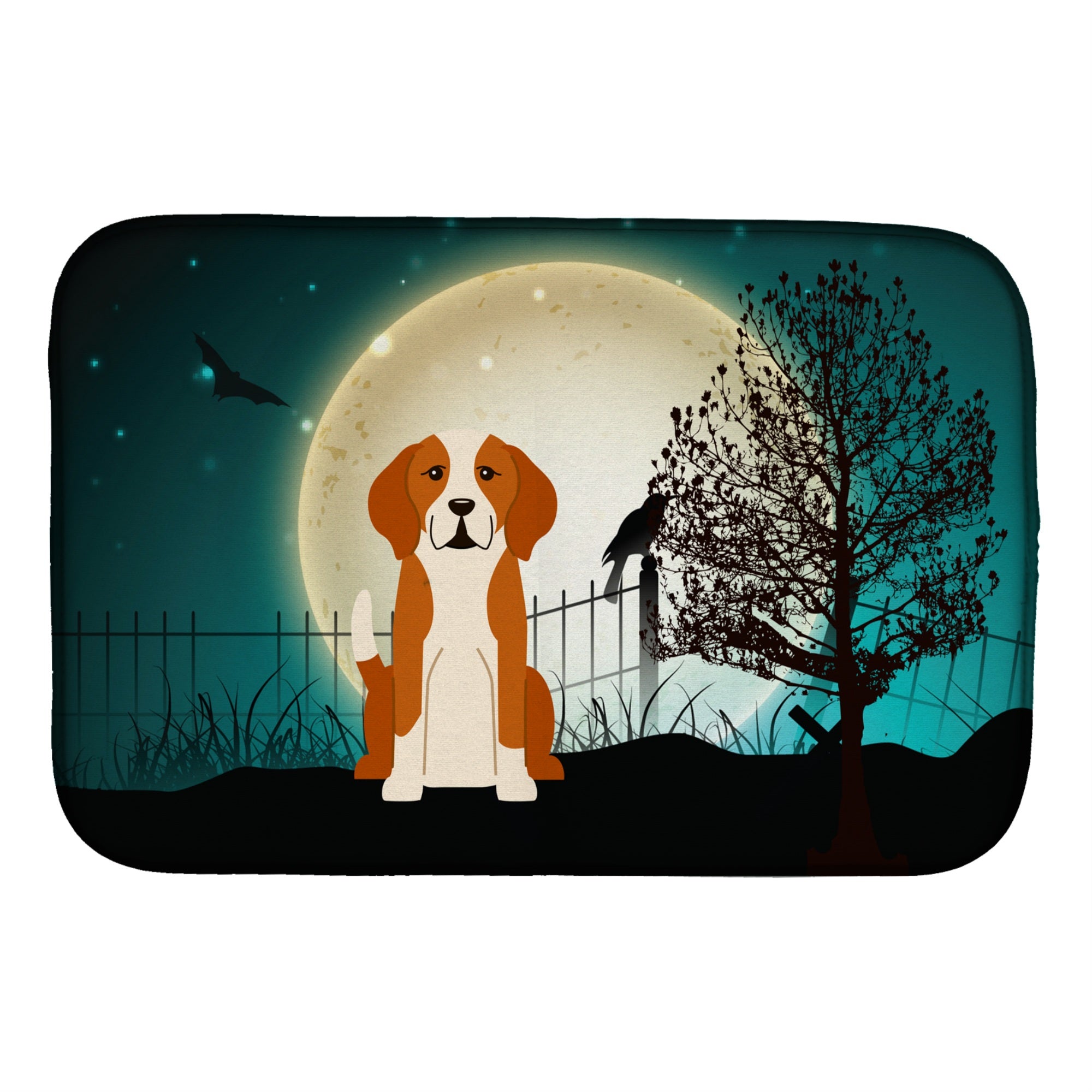 Caroline'S Treasures Halloween Scary English Foxhound Dish Drying Mat, 14 X 21