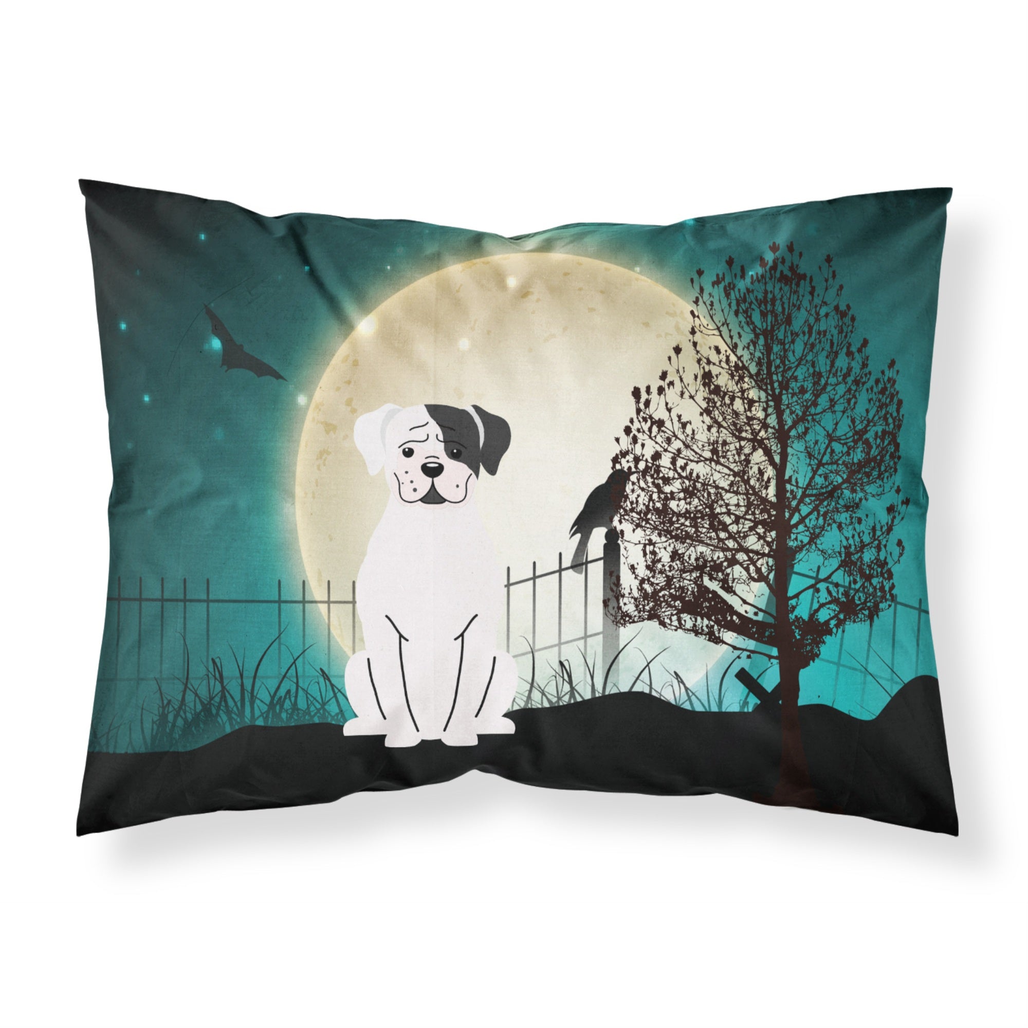 Caroline'S Treasures Halloween Scary White Boxer Cooper Fabric Standard Pillowcase Bb2304Pillowcase, Multicolor
