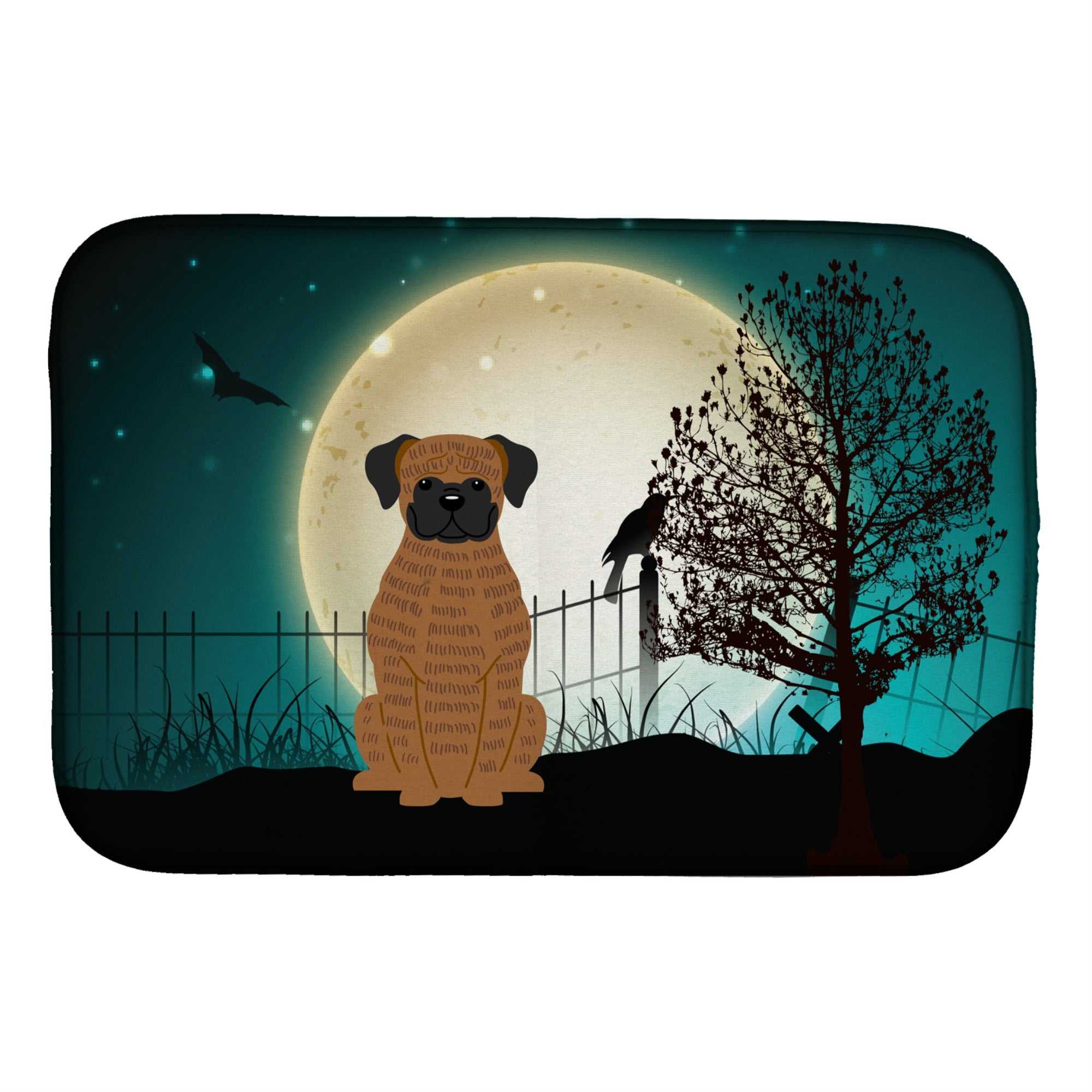 Caroline'S Treasures Halloween Scary Brindle Boxer Dish Drying Mat, 14 X 21