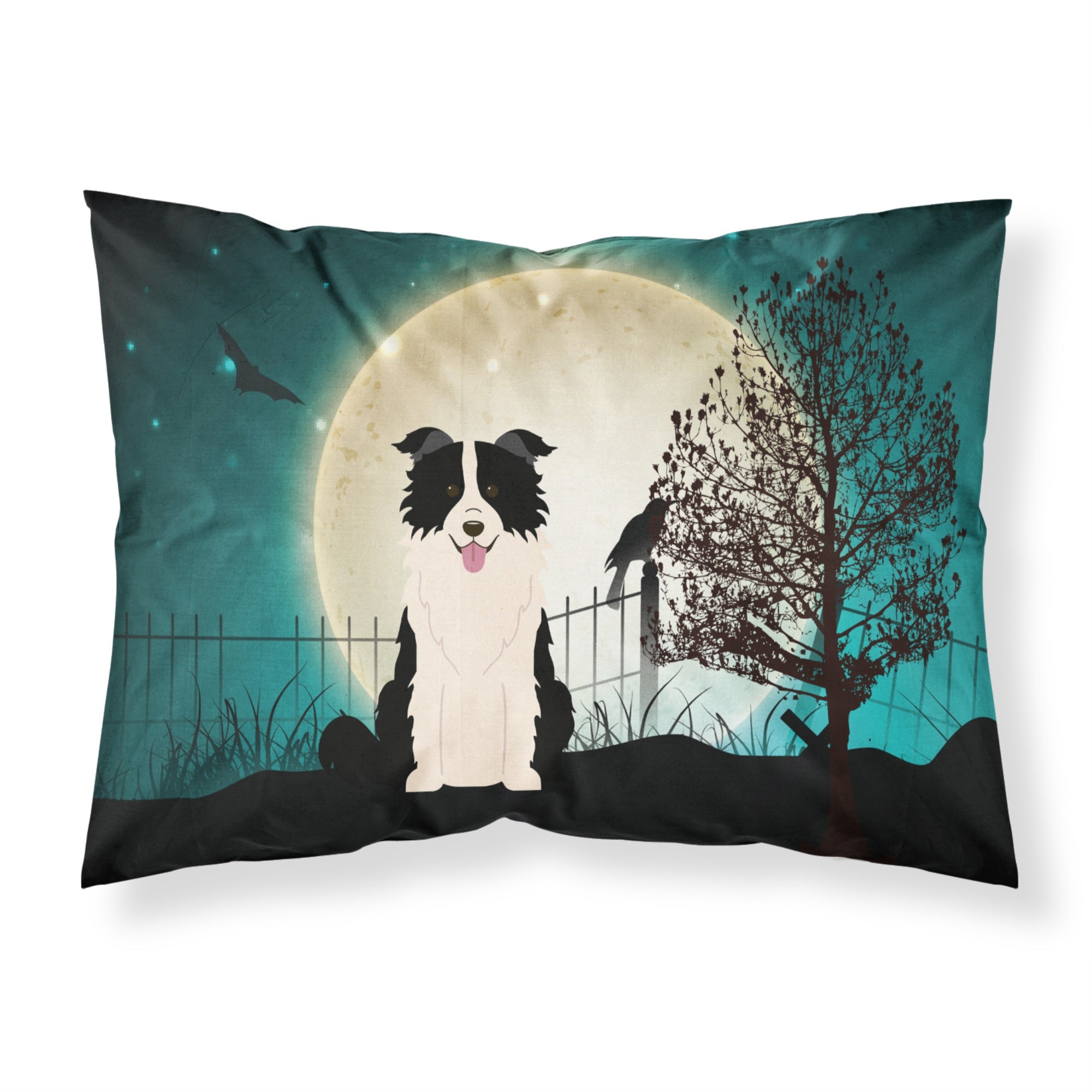 Caroline'S Treasures Halloween Scary Border Collie Black White Fabric Standard Pillowcase Bb2308Pillowcase, Multicolor