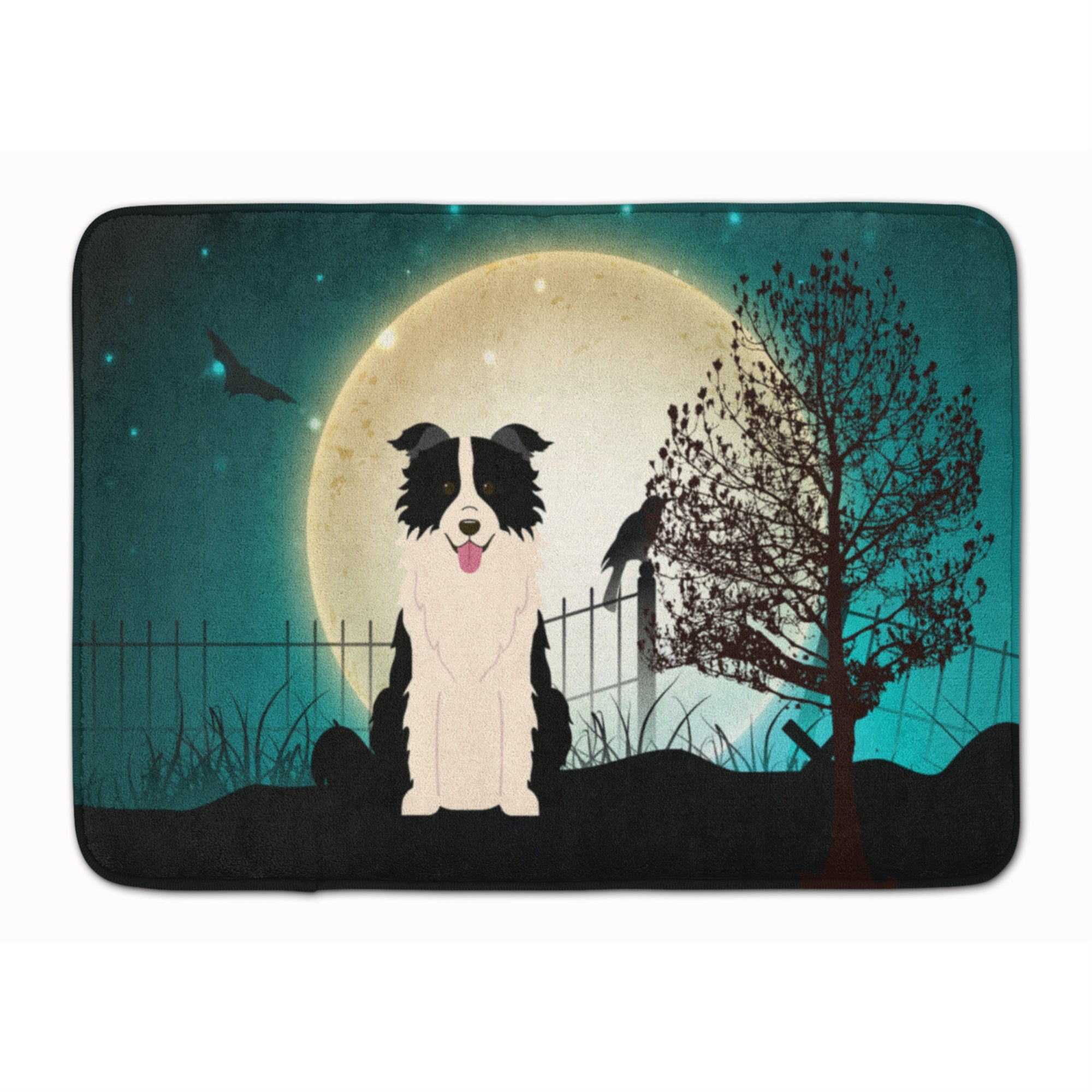 Caroline'S Treasures Halloween Border Collie Black White Floor Mat, 19 X 27, Multicolor