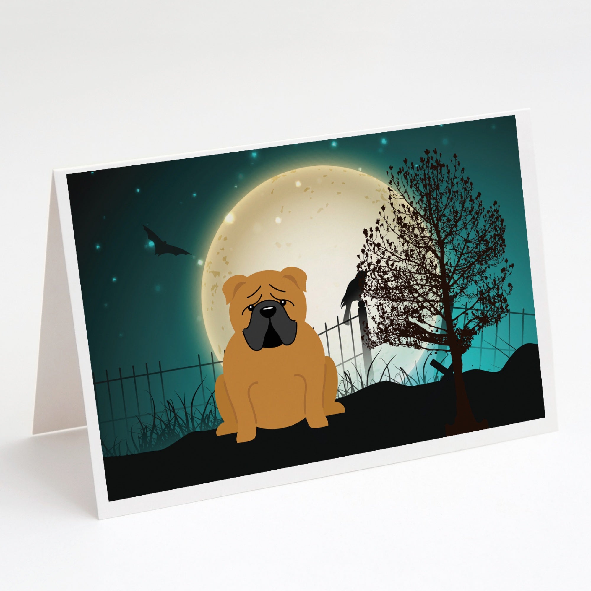 Halloween Scary  English Bulldog Red Greeting Cards And Envelopes Pack Of 8