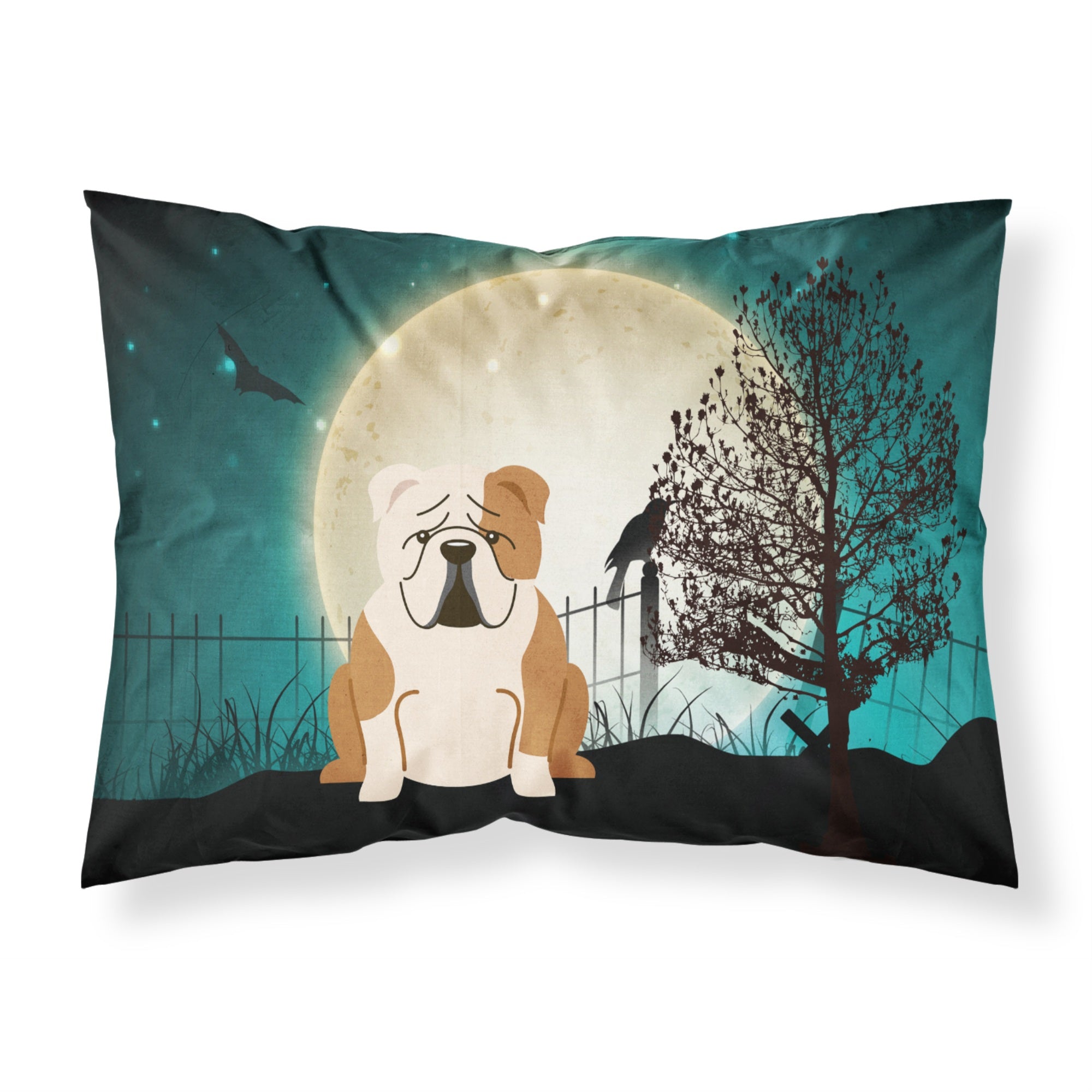 Caroline'S Treasures Halloween Scary English Bulldog Fawn White Fabric Standard Pillowcase Bb2315Pillowcase, Multicolor