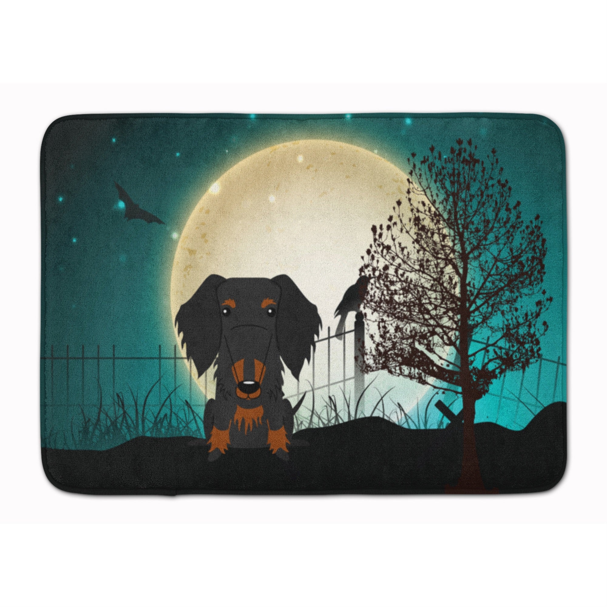 Caroline'S Treasures Halloween Wire Hair Dachshund Black Tan Floor Mat, 19 X 27, Multicolor