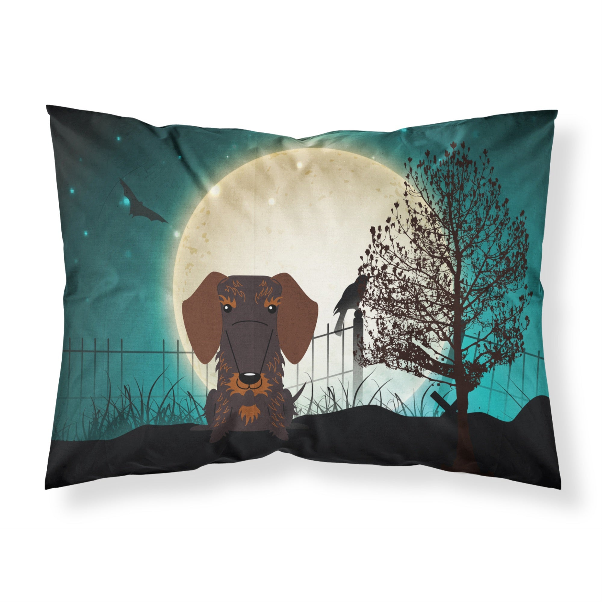 Caroline'S Treasures Halloween Scary Wire Haired Dachshund Chocolate Fabric Standard Pillowcase Bb2319Pillowcase, Multicolor