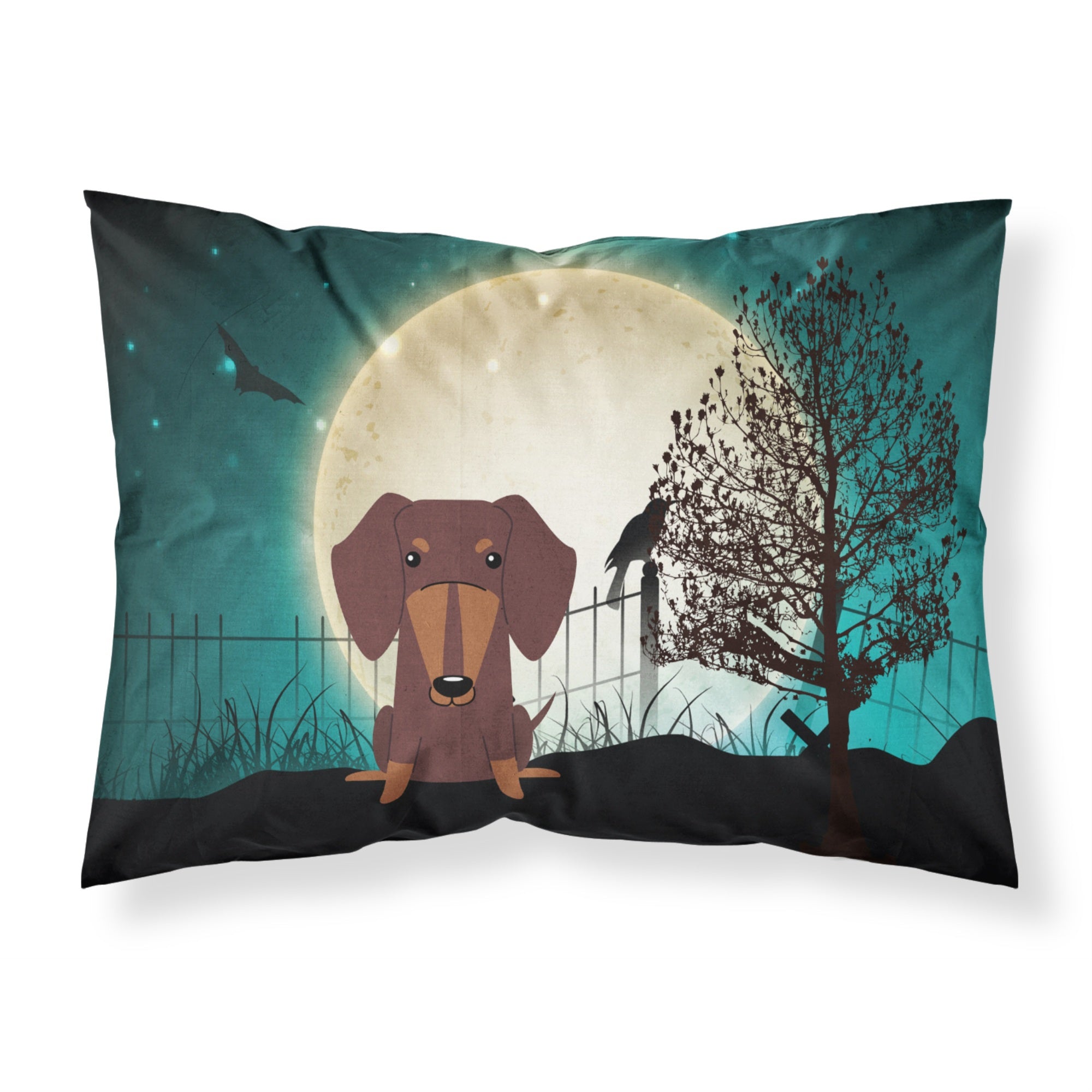 Caroline'S Treasures Halloween Scary Dachshund Chocolate Fabric Standard Pillowcase Bb2321Pillowcase, Multicolor
