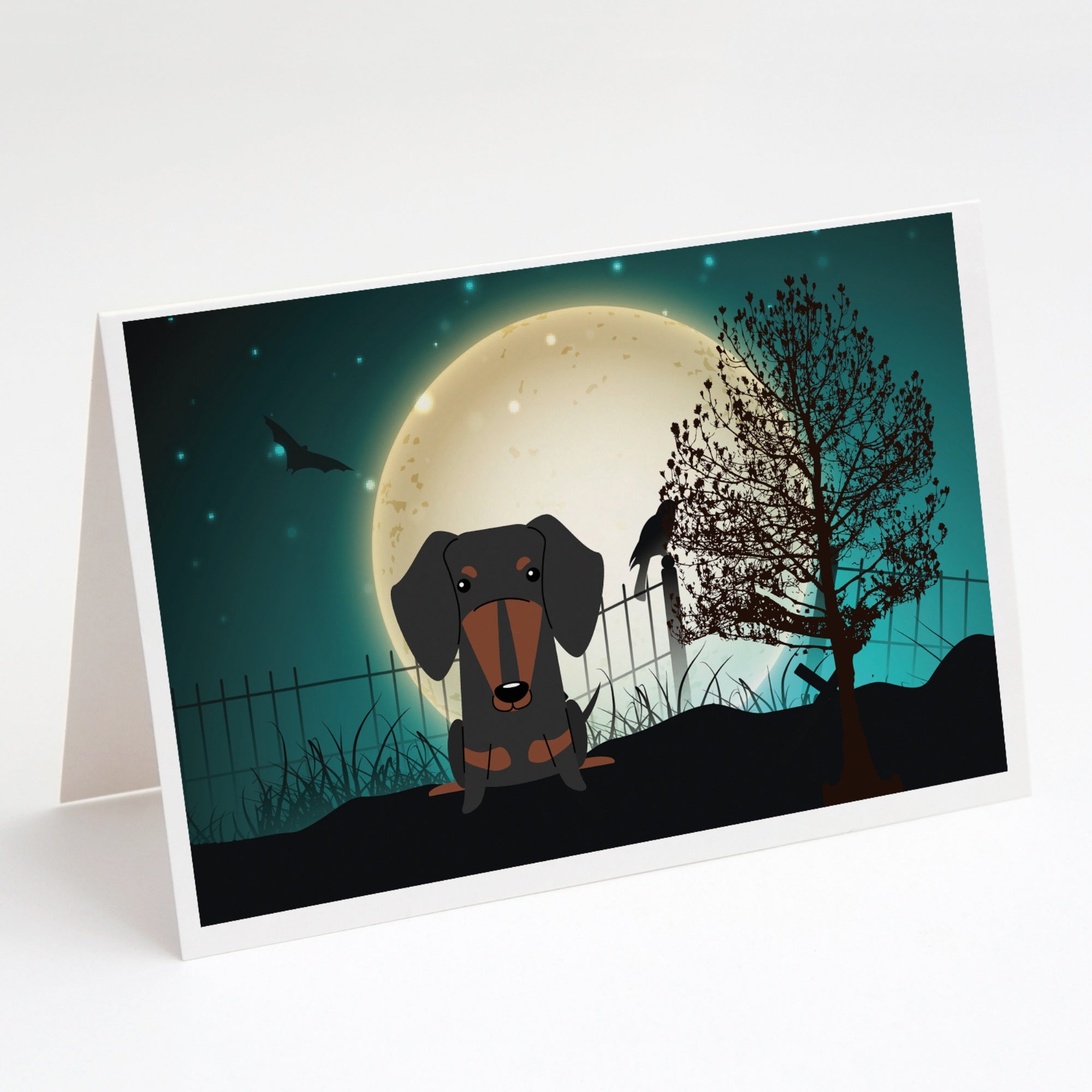 Halloween Scary Dachshund Black Tan Greeting Cards And Envelopes Pack Of 8