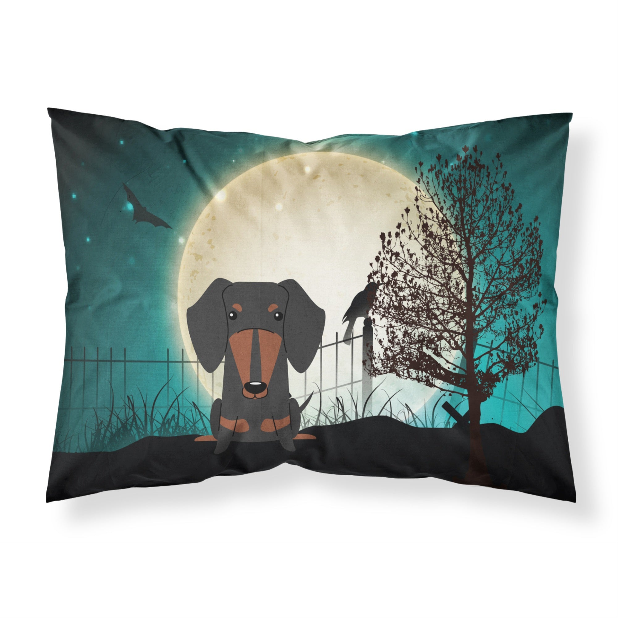 Caroline'S Treasures Halloween Scary Dachshund Black Tan Fabric Standard Pillowcase Bb2322Pillowcase, Multicolor