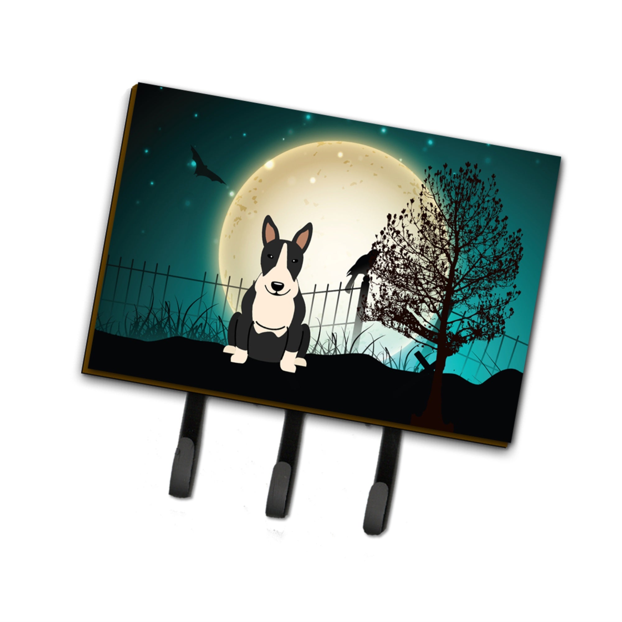 Caroline'S Treasures Halloween Scary Bull Terrier Black White Leash Or Key Holder Bb2323Th68, Triple, Multicolor