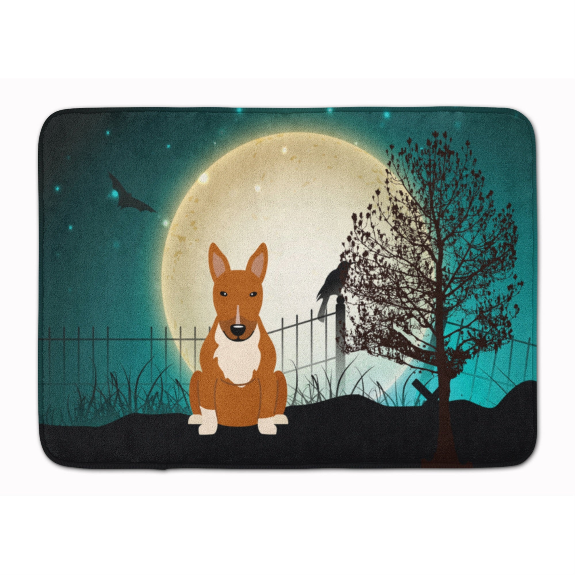 Caroline'S Treasures Halloween Scary Bull Terrier Red Floor Mat, 19 X 27, Multicolor
