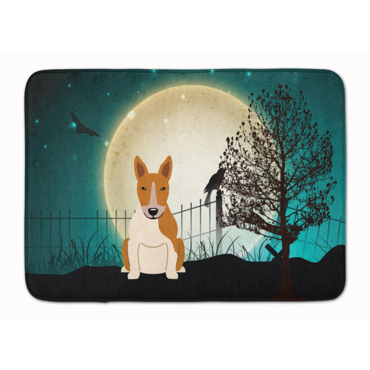 Caroline'S Treasures Halloween Scary Bull Terrier Red White Floor Mat, 19 X 27, Multicolor