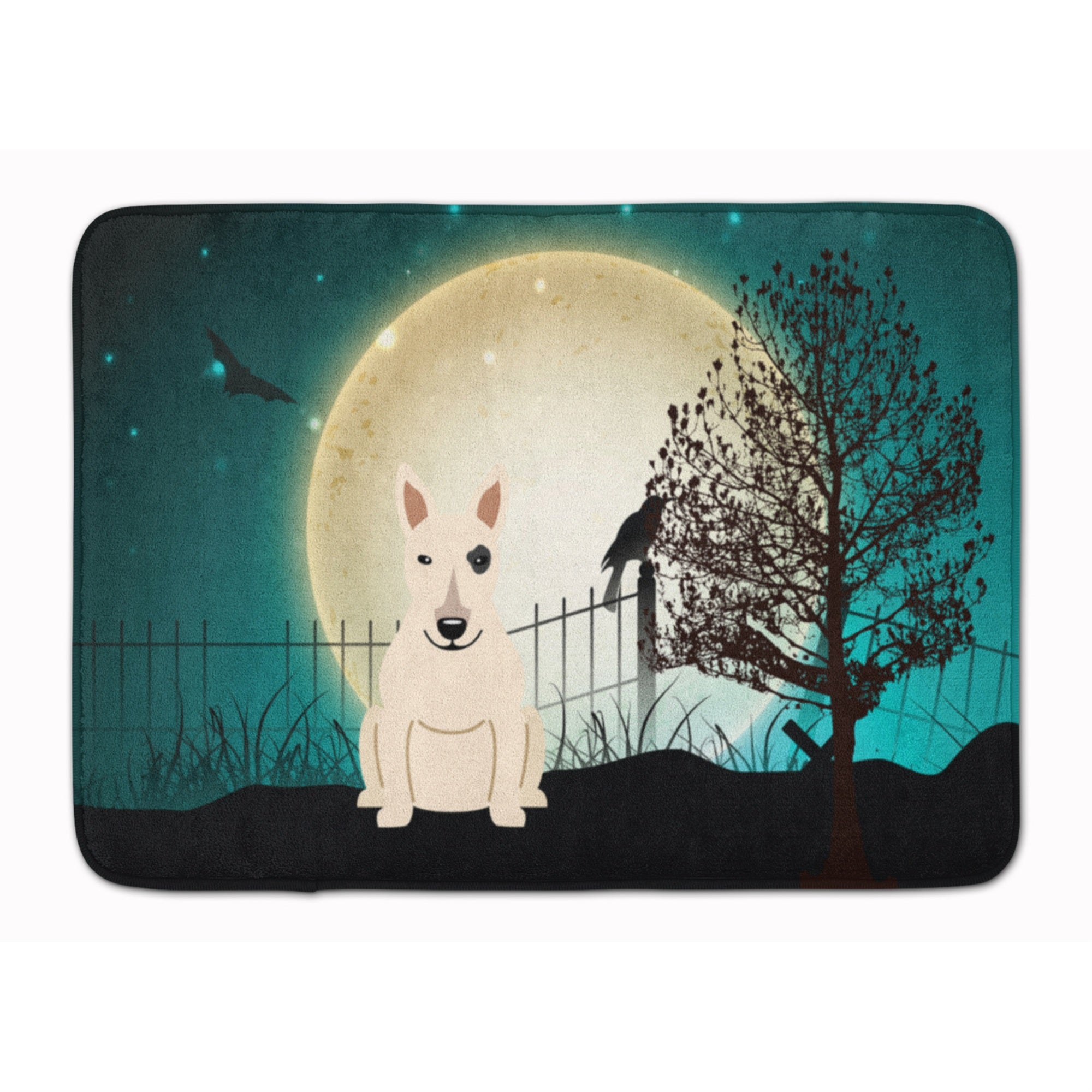 Caroline'S Treasures Halloween Scary Bull Terrier White Floor Mat, 19 X 27, Multicolor