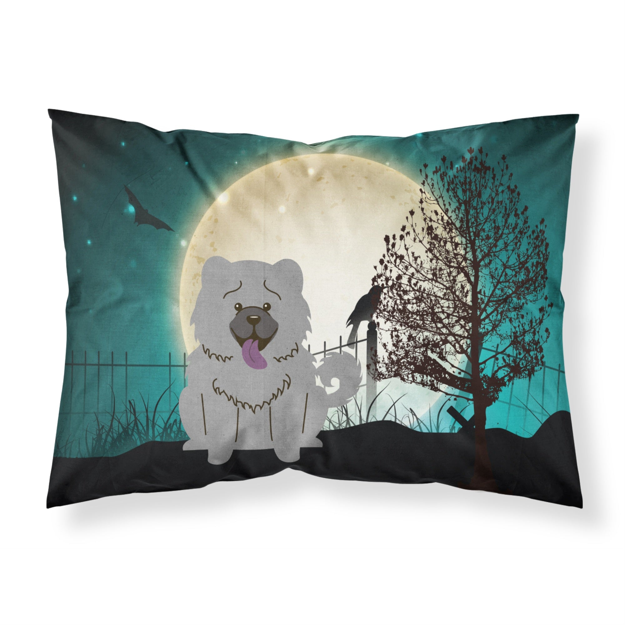 Caroline'S Treasures Halloween Scary Chow Blue Fabric Standard Pillowcase Bb2329Pillowcase, Multicolor