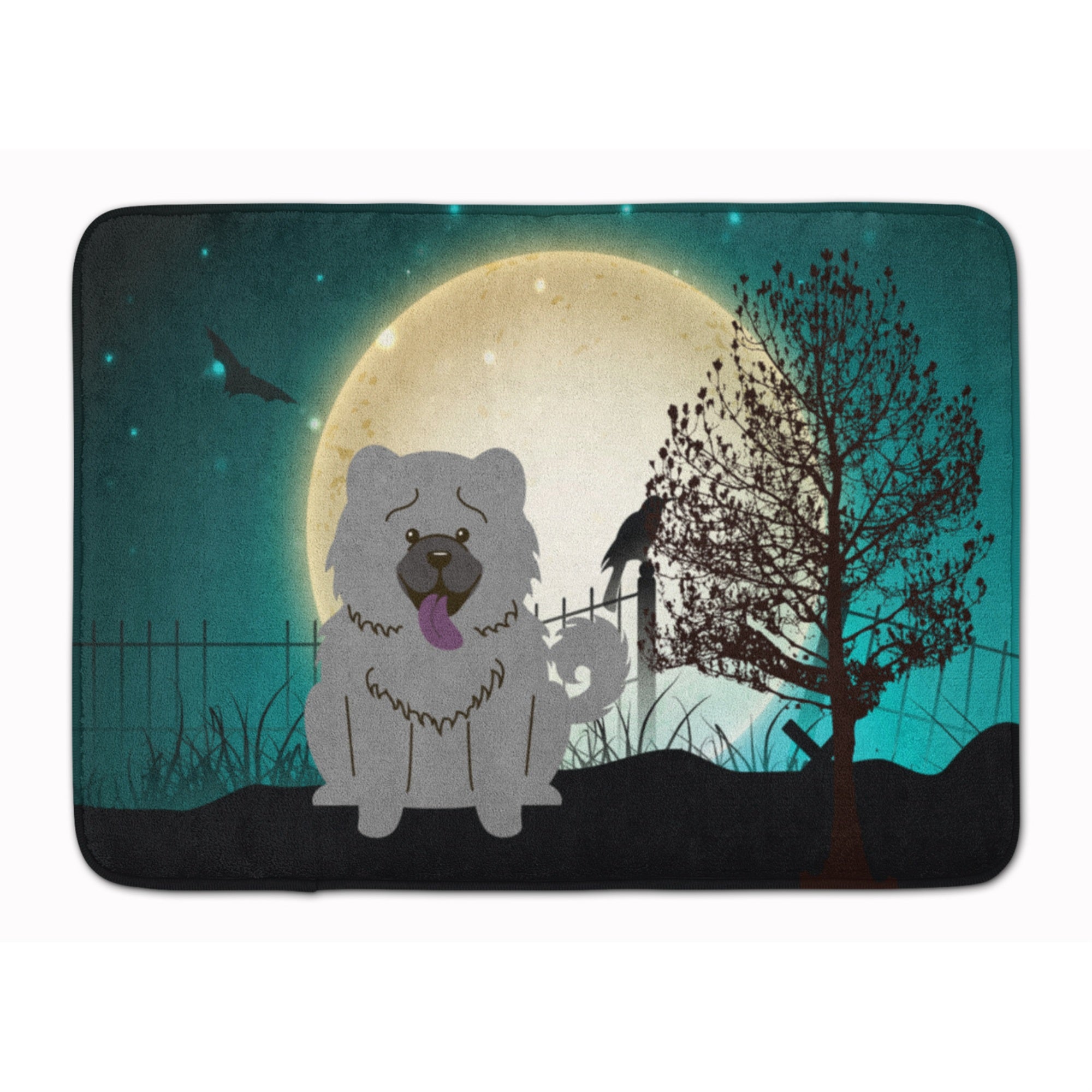 Caroline'S Treasures Halloween Scary Chow Blue Floor Mat, 19 X 27, Multicolor