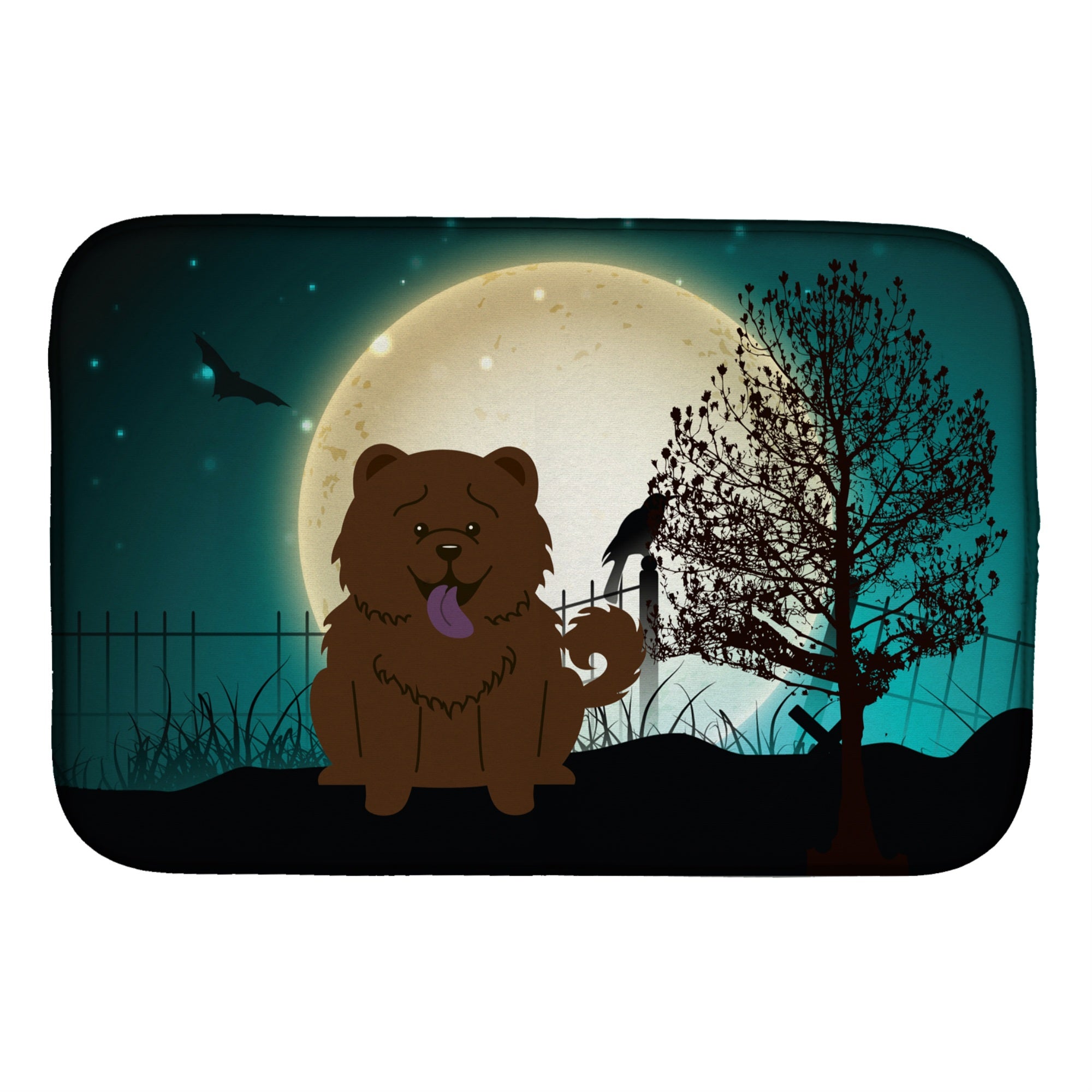 Caroline'S Treasures Halloween Scary Chow Chocolate Dish Drying Mat, 14 X 21