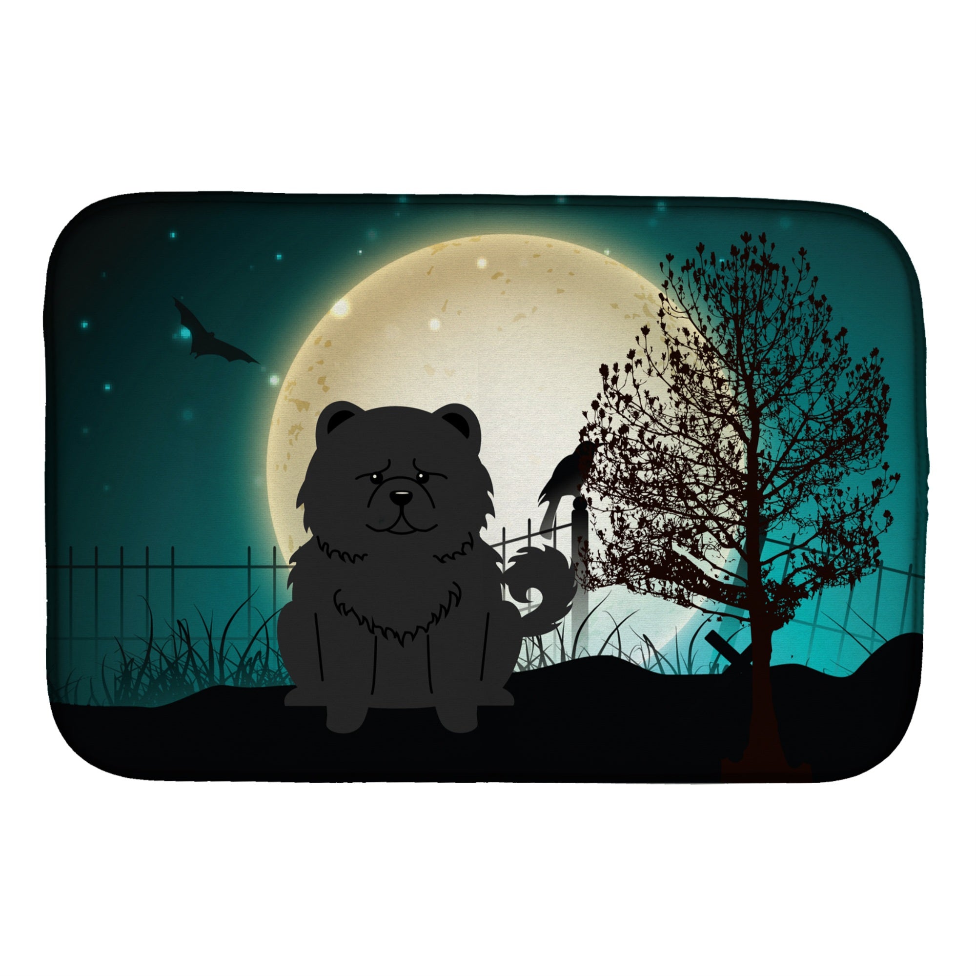 Caroline'S Treasures Halloween Scary Chow Dish Drying Mat, 14 X 21