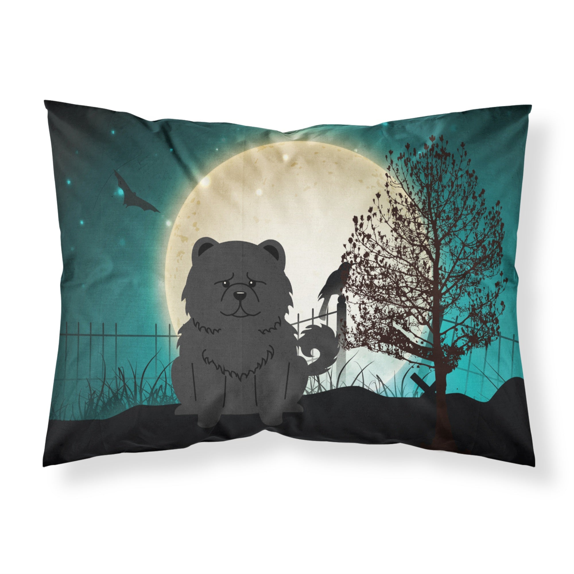 Caroline'S Treasures Halloween Scary Chow Black Fabric Standard Pillowcase Bb2333Pillowcase, Multicolor