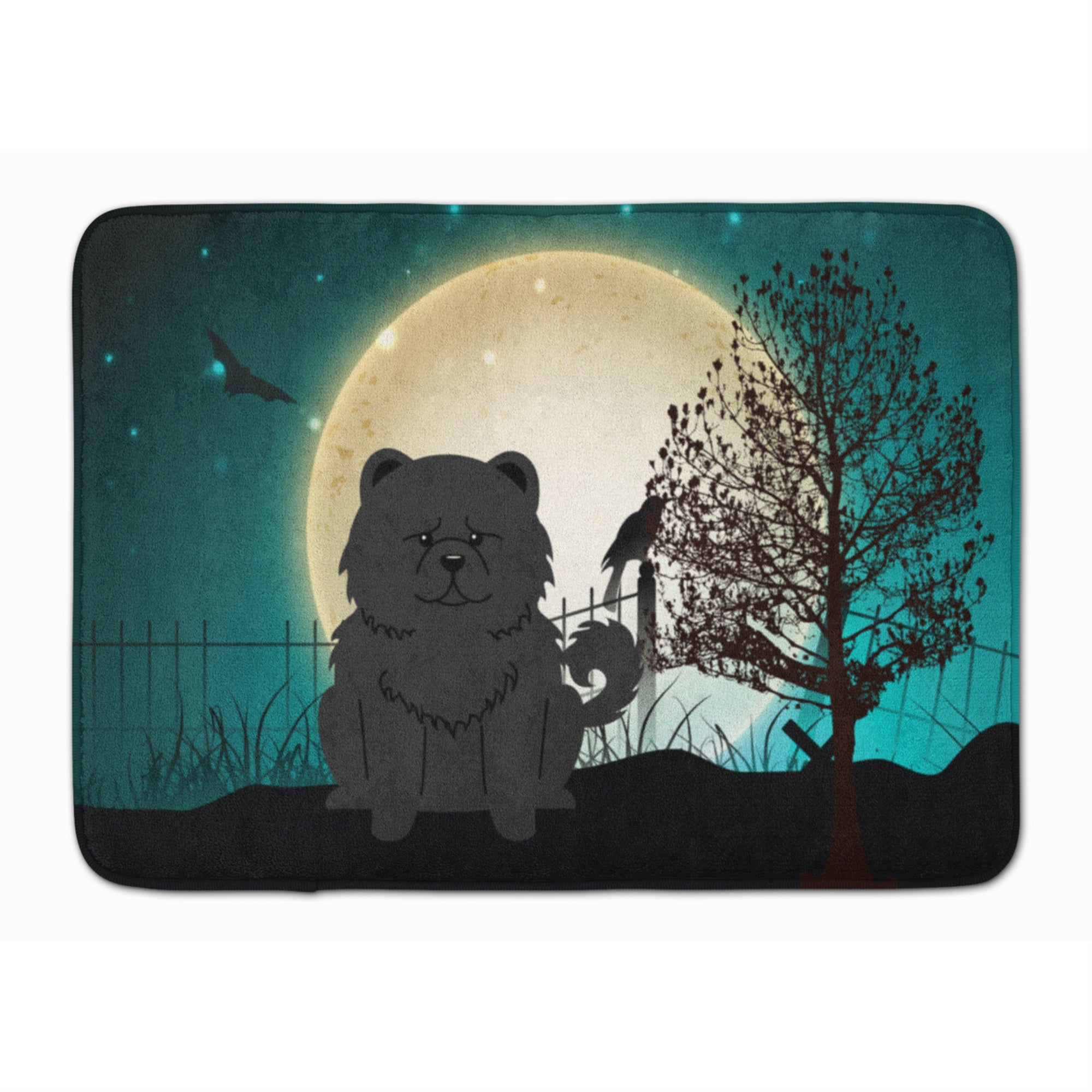 Caroline'S Treasures Halloween Scary Chow Black Floor Mat, 19 X 27, Multicolor