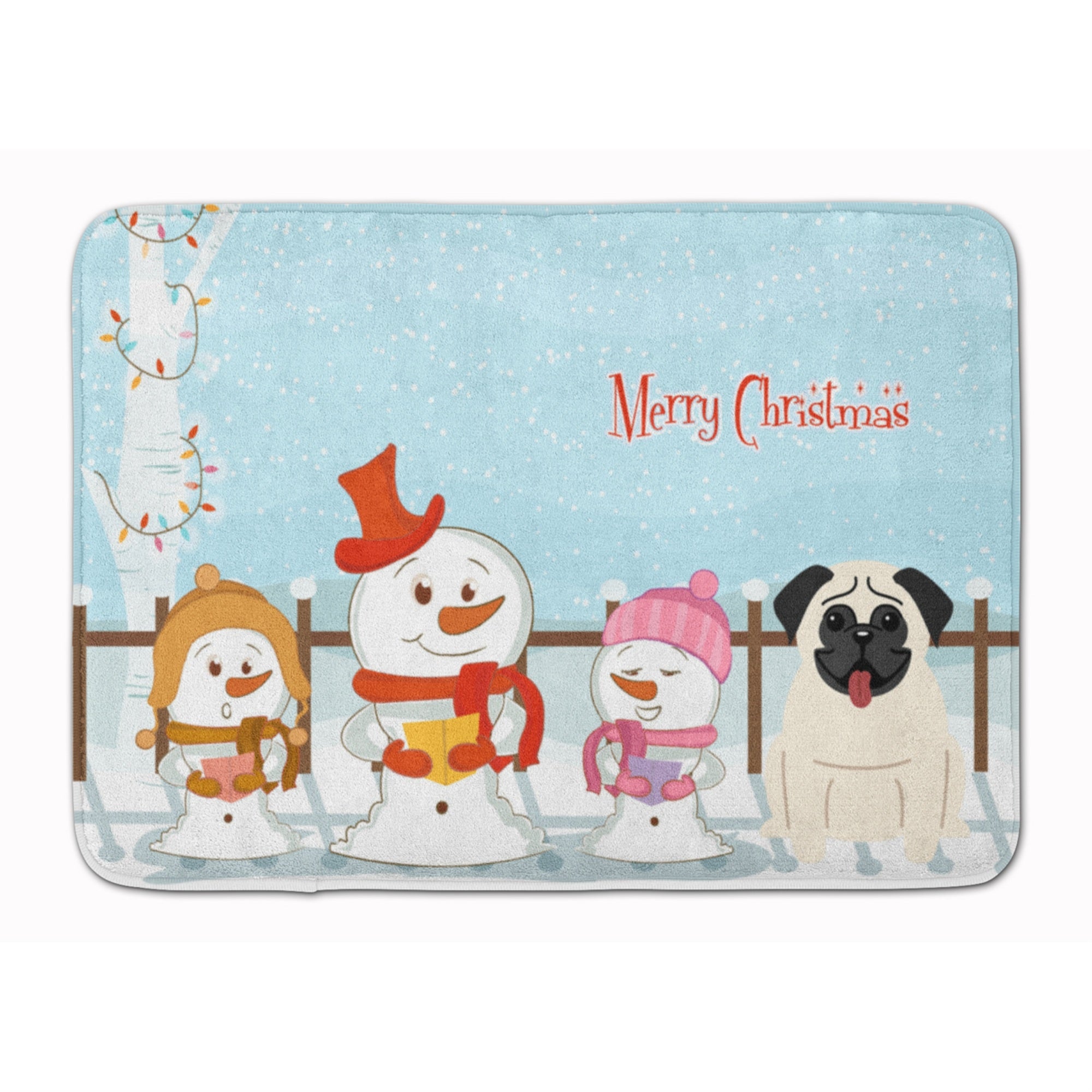 Caroline'S Treasures Merry Christmas Carolers Pug Cream Floor Mat, 19 X 27, Multicolor