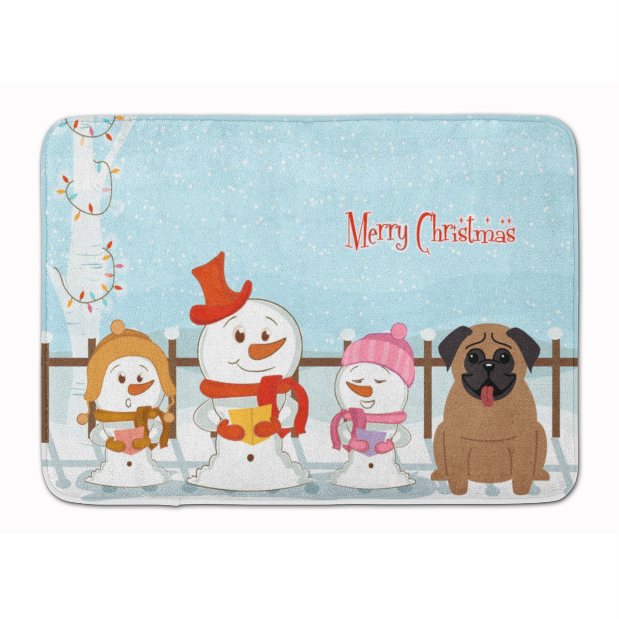 Caroline'S Treasures Merry Christmas Carolers Pug Brown Floor Mat, 19 X 27, Multicolor