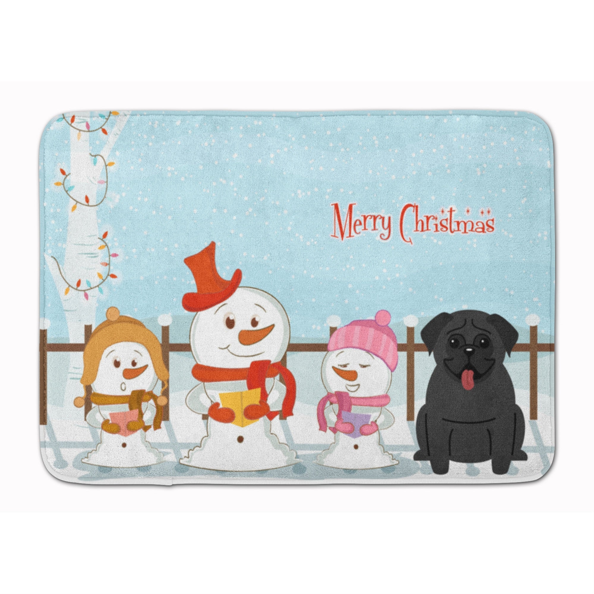 Caroline'S Treasures Merry Christmas Carolers Pug Black Floor Mat, 19 X 27, Multicolor
