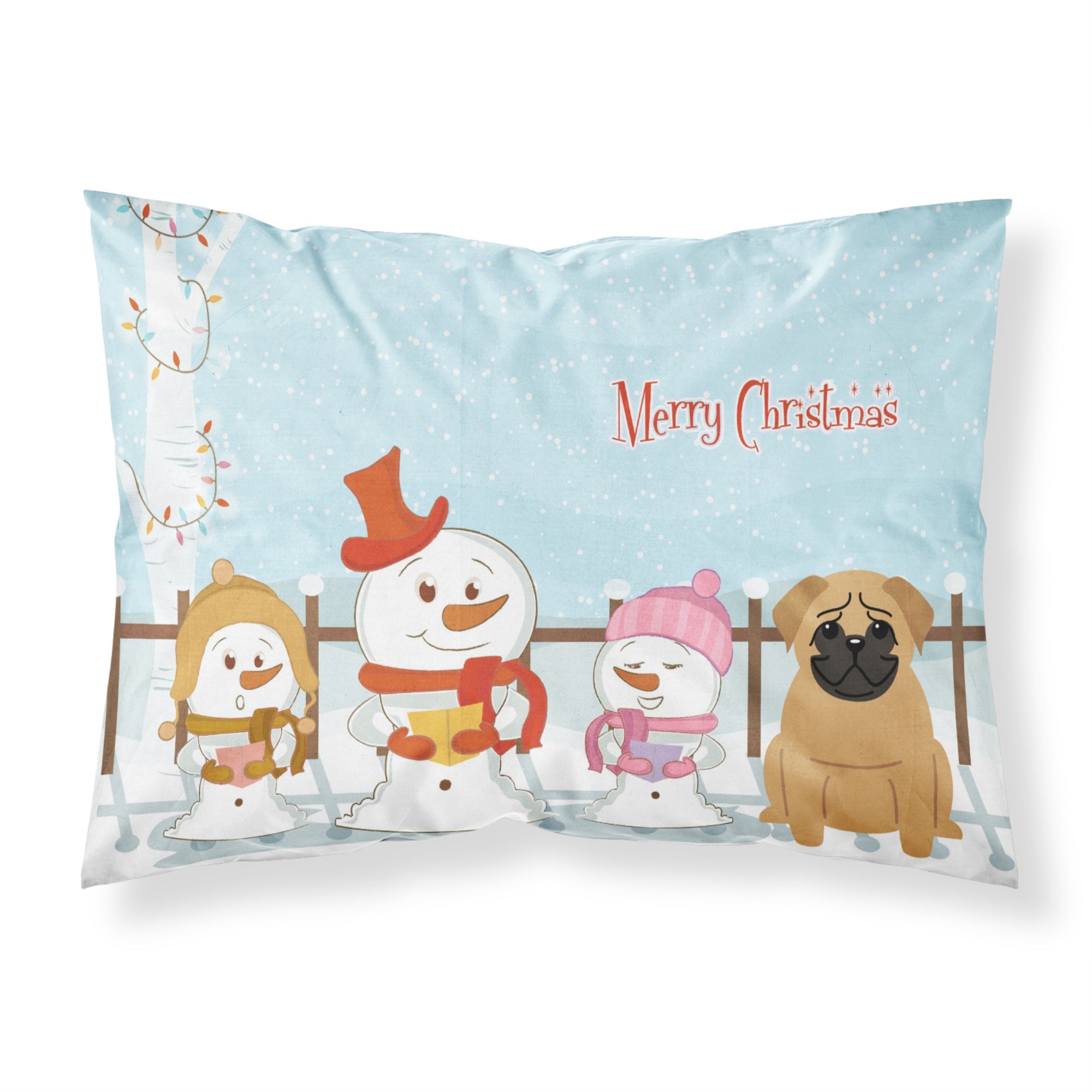 Caroline'S Treasures Merry Christmas Carolers Pug Brown Fabric Standard Pillowcase Bb2338Pillowcase, Multicolor