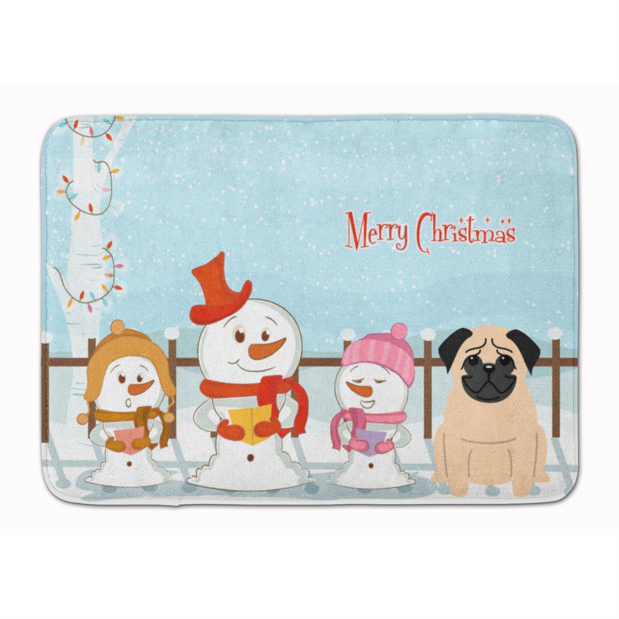 Caroline'S Treasures Merry Christmas Carolers Pug Fawn Floor Mat, 19 X 27, Multicolor