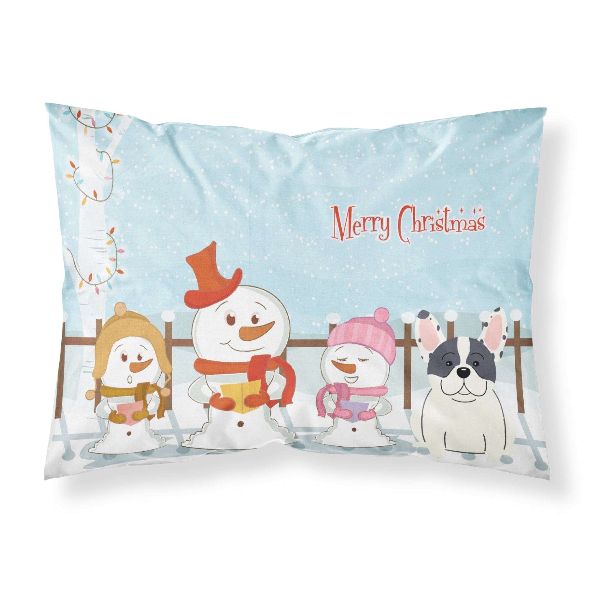 Caroline'S Treasures Merry Christmas Carolers French Bulldog Piebald Fabric Standard Pillowcase Bb2342Pillowcase, Multicolor