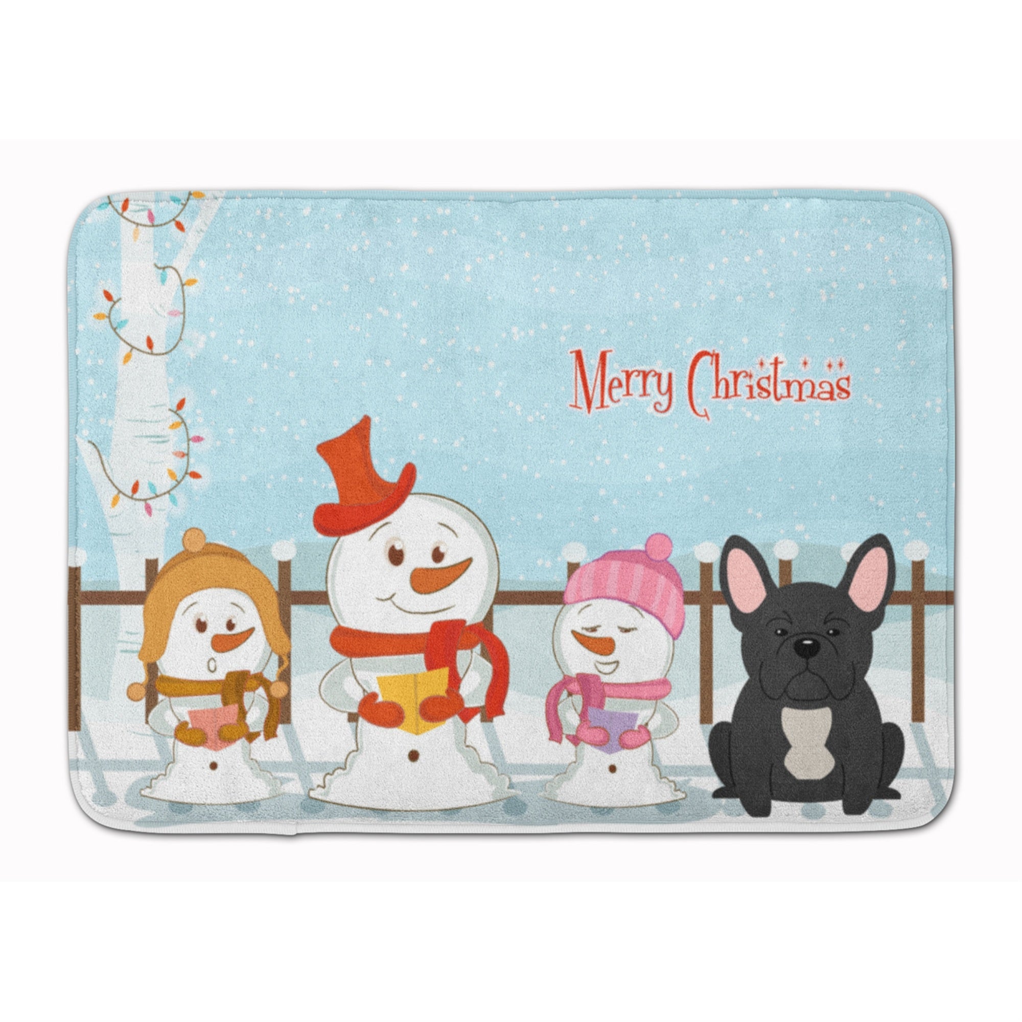 Caroline'S Treasures Merry Christmas French Bulldog Black Floor Mat, 19 X 27, Multicolor