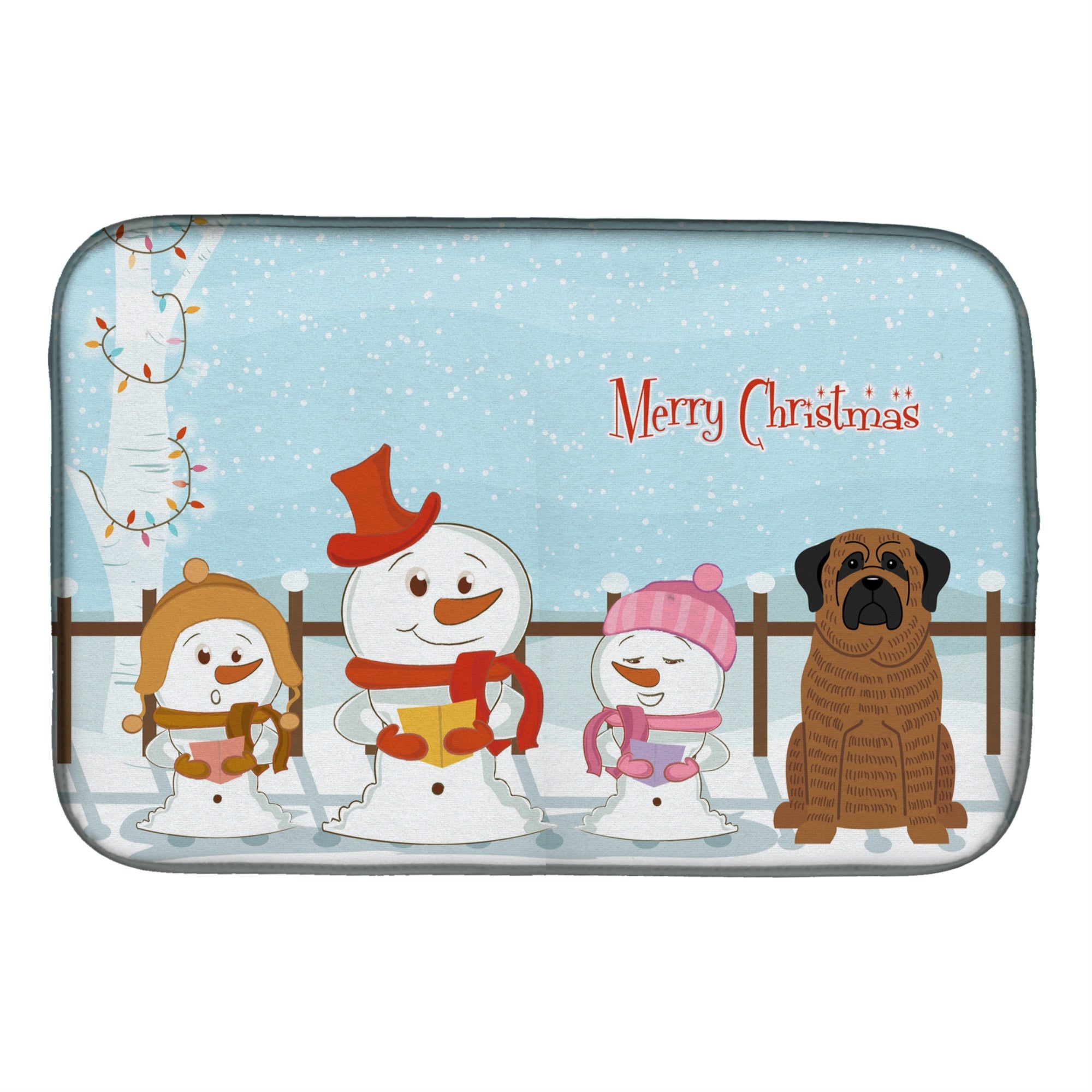 Caroline'S Treasures Merry Christmas Carolers Mastiff Brindle Dish Drying Mat, 14 X 21