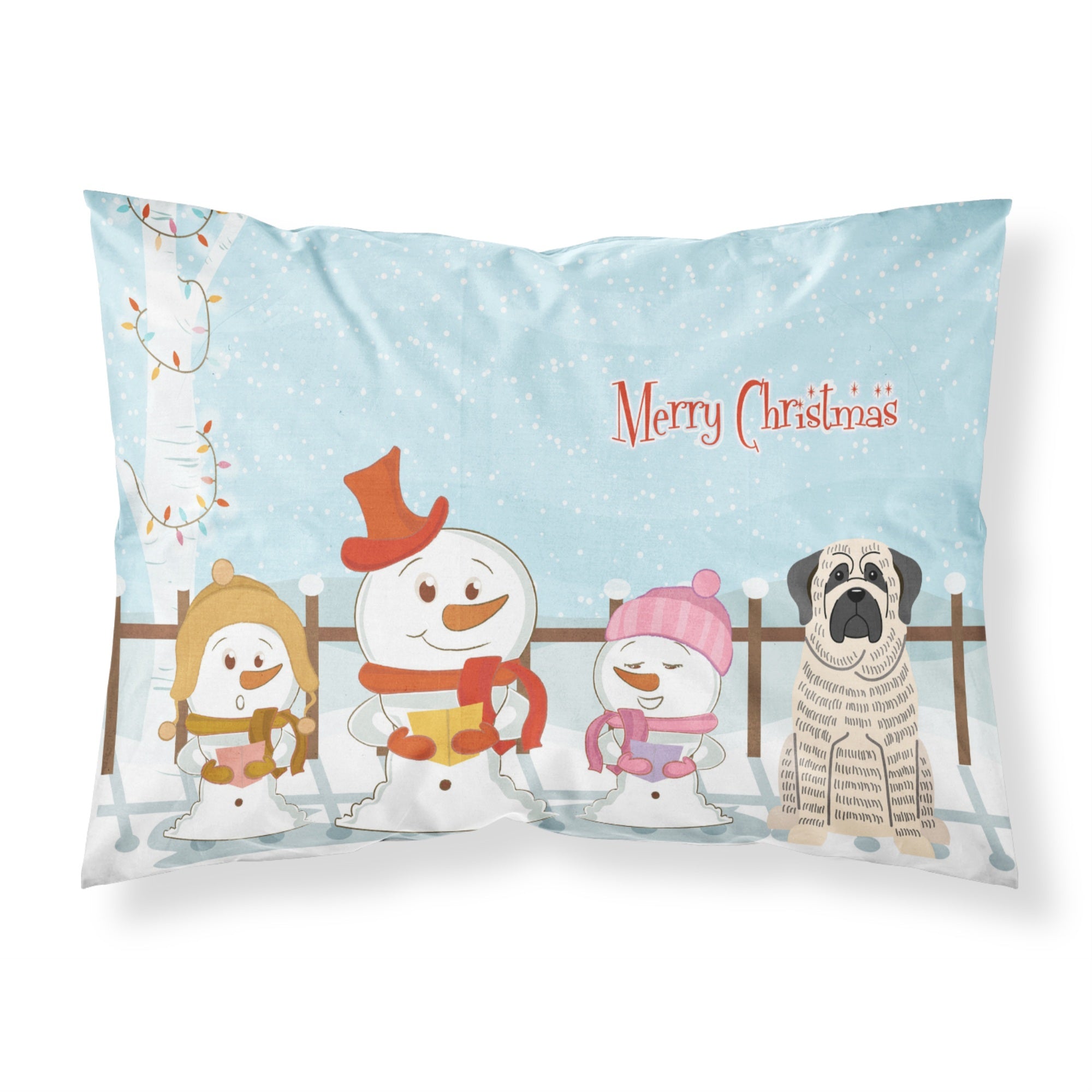 Caroline'S Treasures Merry Christmas Carolers Mastiff Brindle White Fabric Standard Pillowcase Bb2347Pillowcase, Multicolor